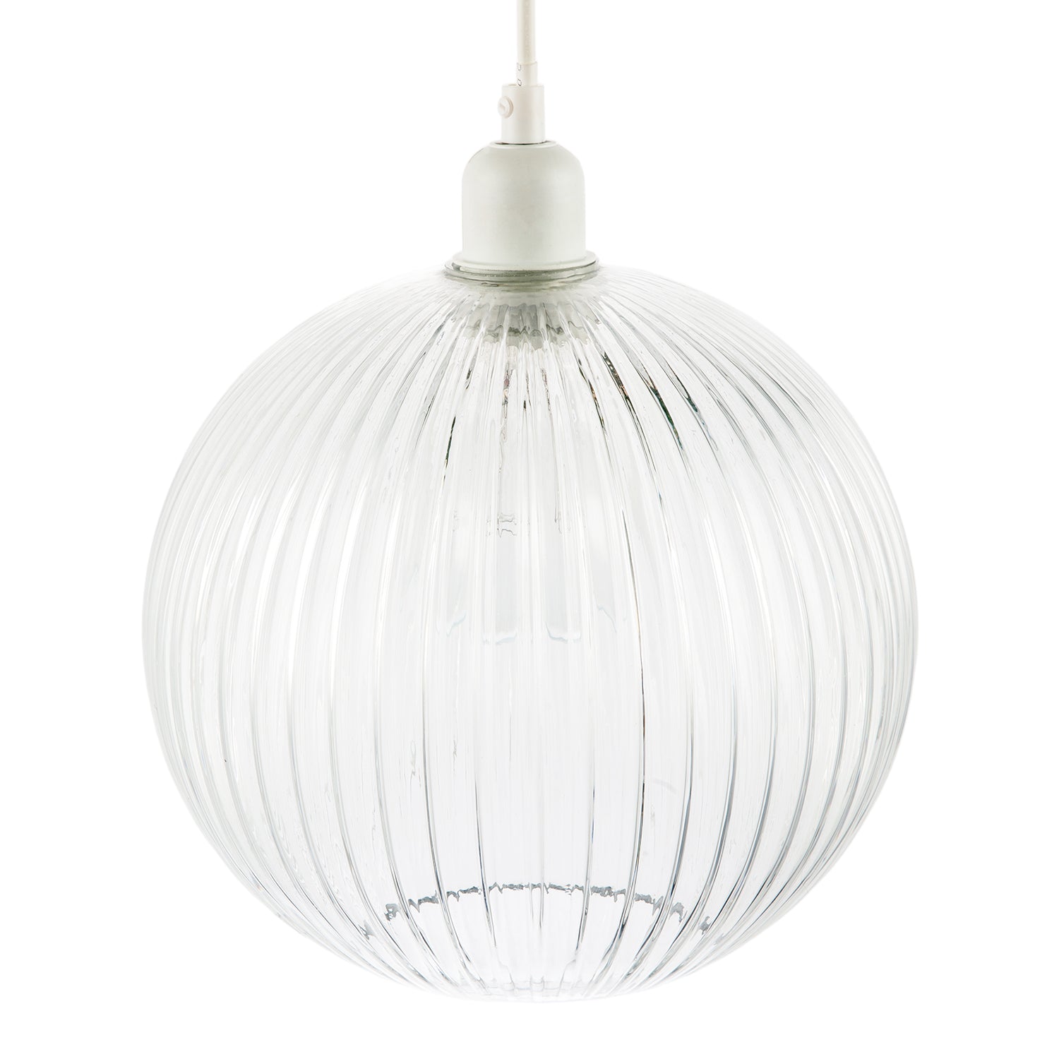 Modern Clear Transparent Line Ribbed Glass Round Pendant Light Shade Image 5