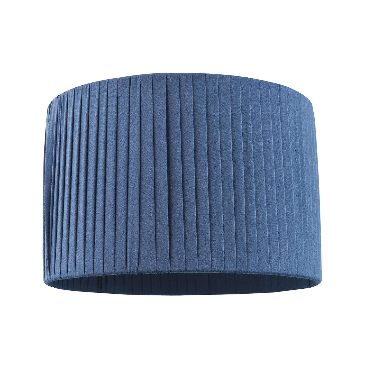 Contemporary Designer Double Pleated Navy Blue Cotton Fabric 12" Drum Lamp Shade Image 1