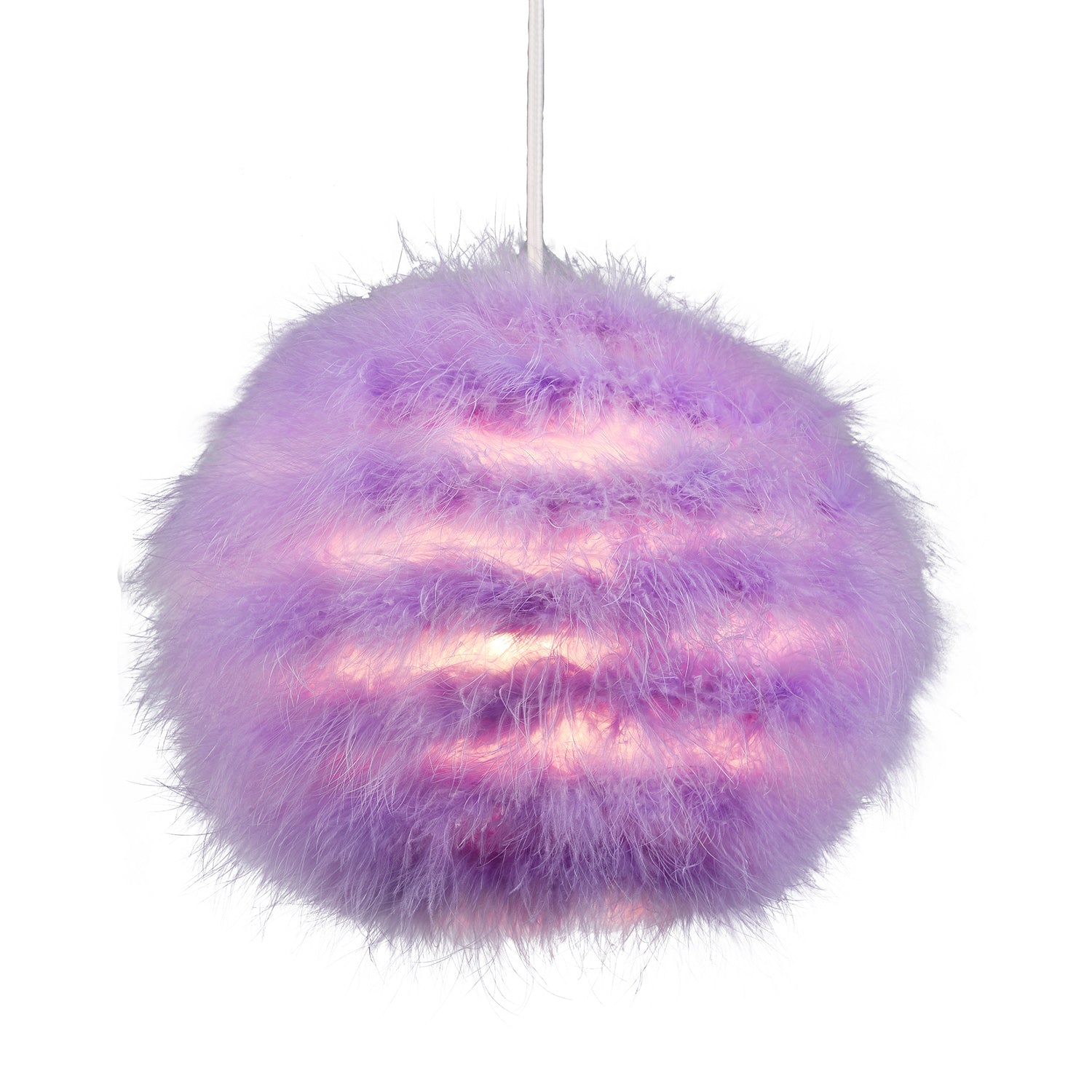 Modern and Chic Small Real Soft Lilac Feather Decorated Pendant Lamp Shade Image 2