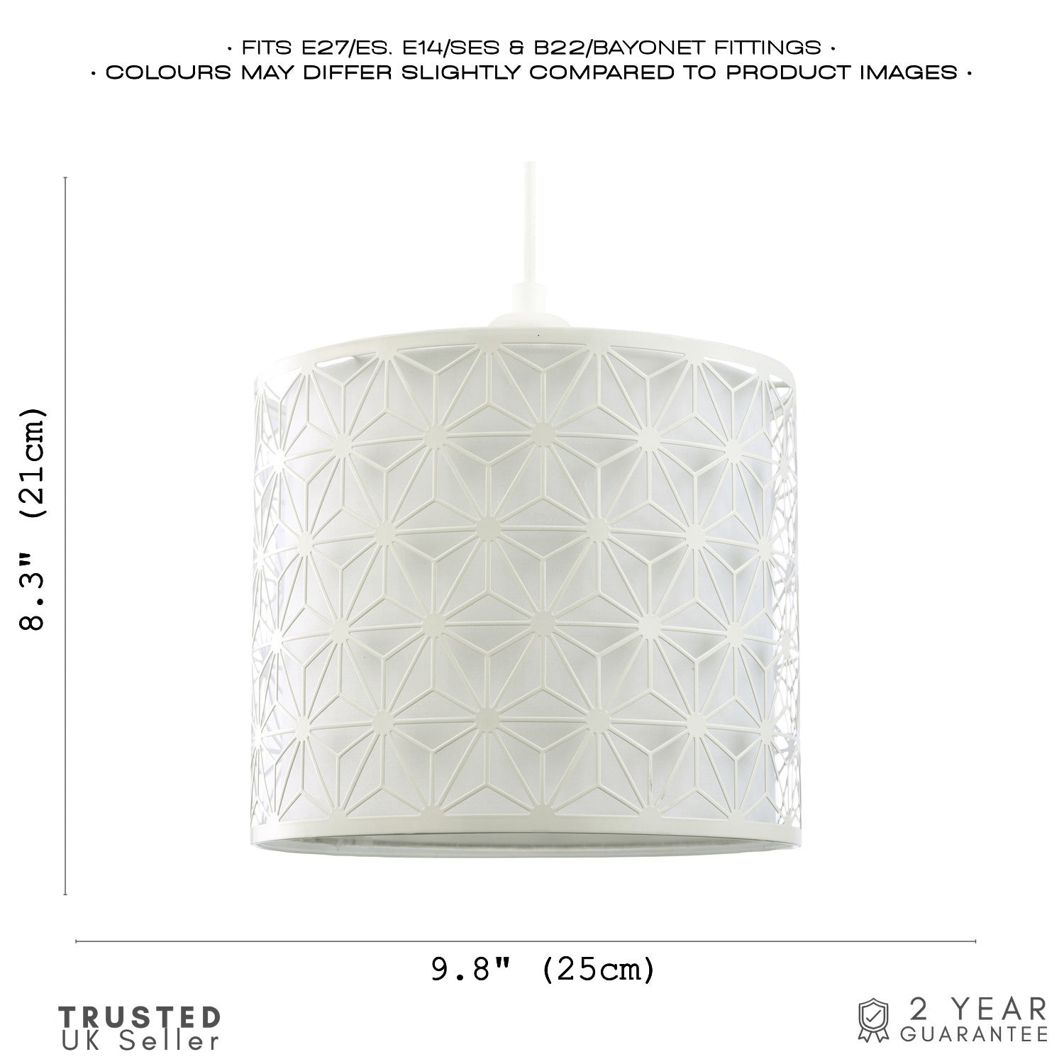 Modern Geometric Pendant Lighting Shade with Inner White Cotton Drum Diffuser Image 7