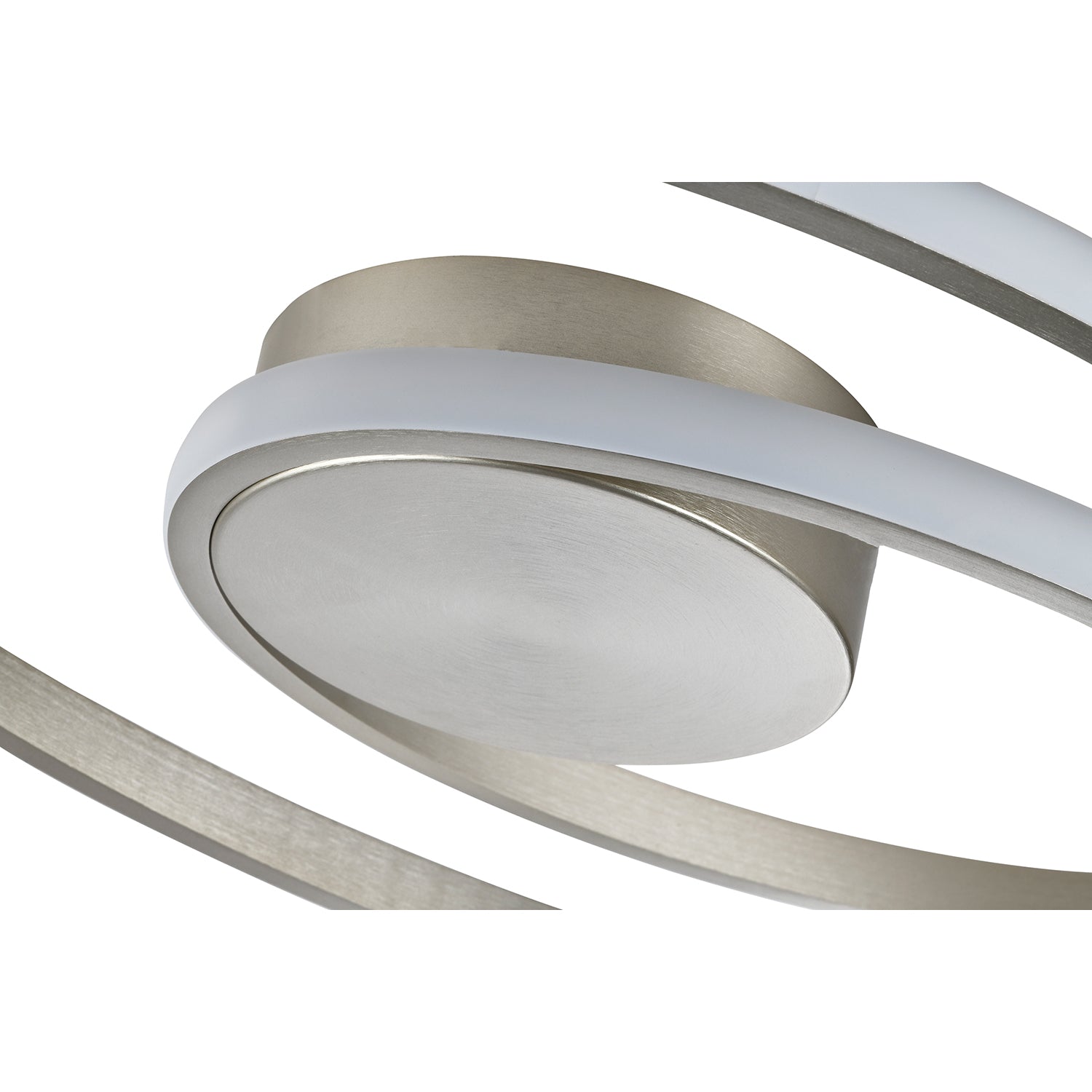 Modern Double Swirl Strip LED Flush Ceiling Light Fitting in Sleek Satin Nickel Image 3