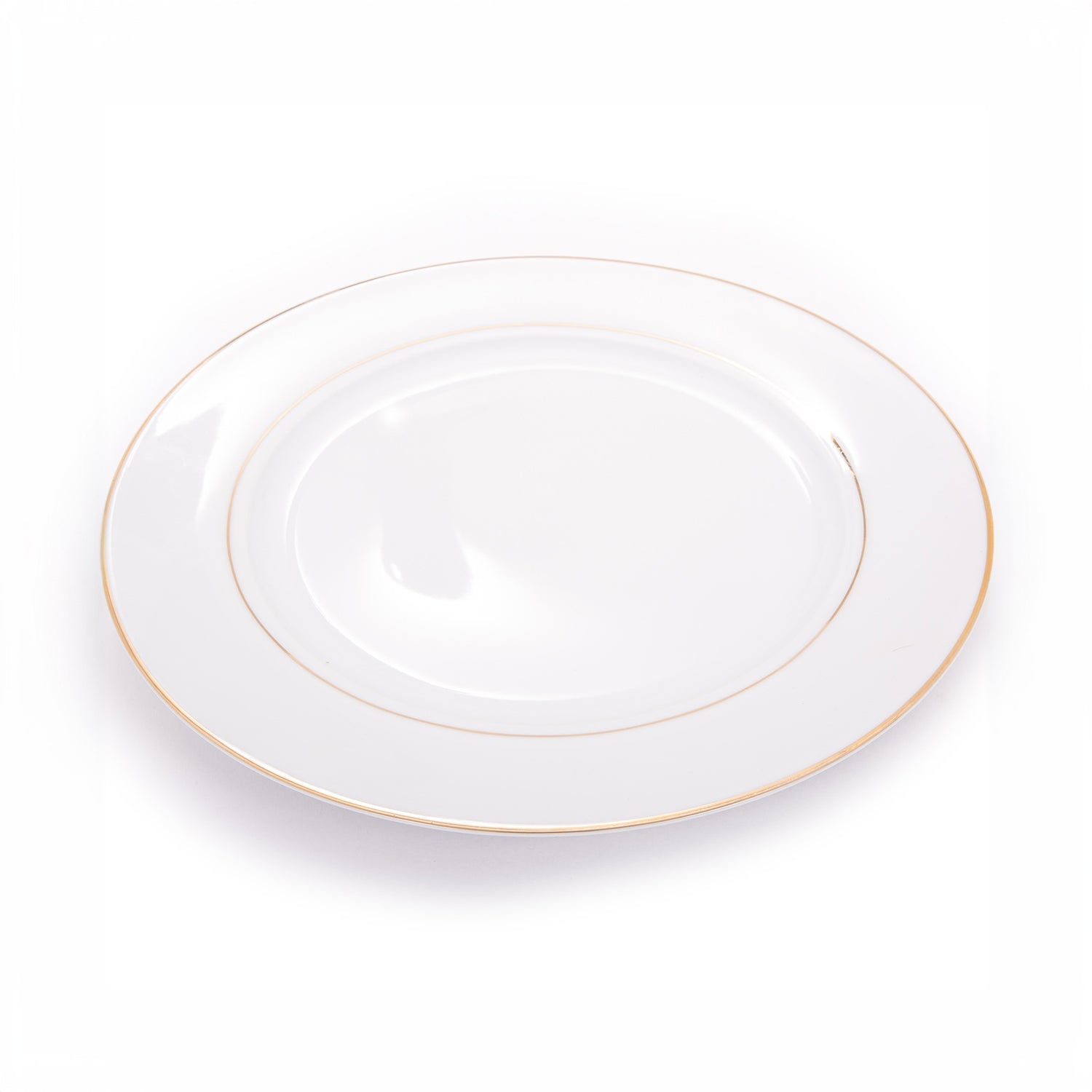 Set of 4 White Ceramic Side Plates with Dual Shiny Gold Rims - Durable & Elegant Image 3