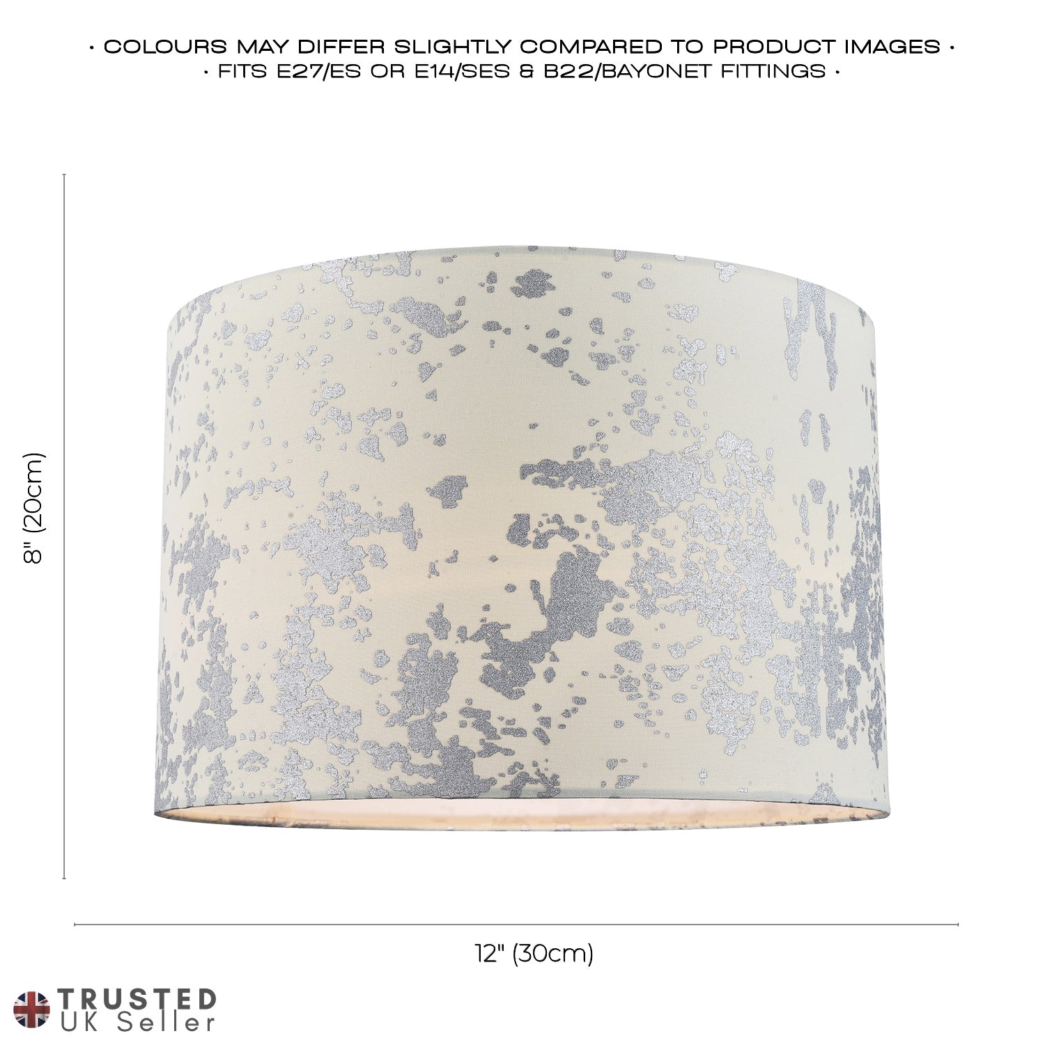 Modern Cream Cotton Fabric Lampshade with Silver Foil Decor for Table or Ceiling Image 7