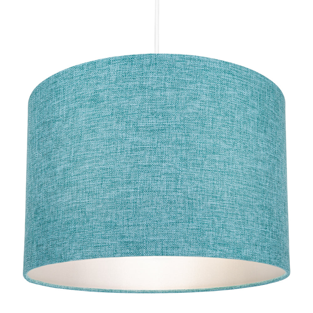 Contemporary and Sleek 10 Inch Teal Linen Fabric Drum Lamp Shade 60w Maximum Image 7