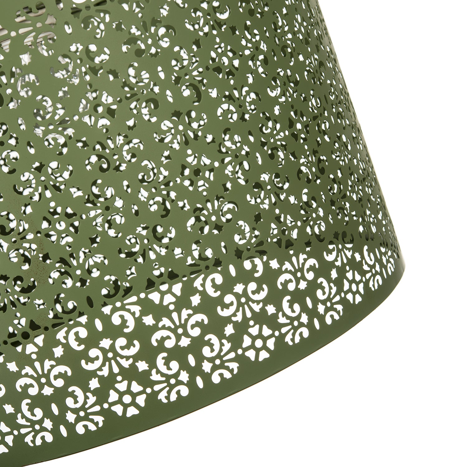 Moroccan Designed Large Olive Metal Pendant Shade with Floral Decor Image 5