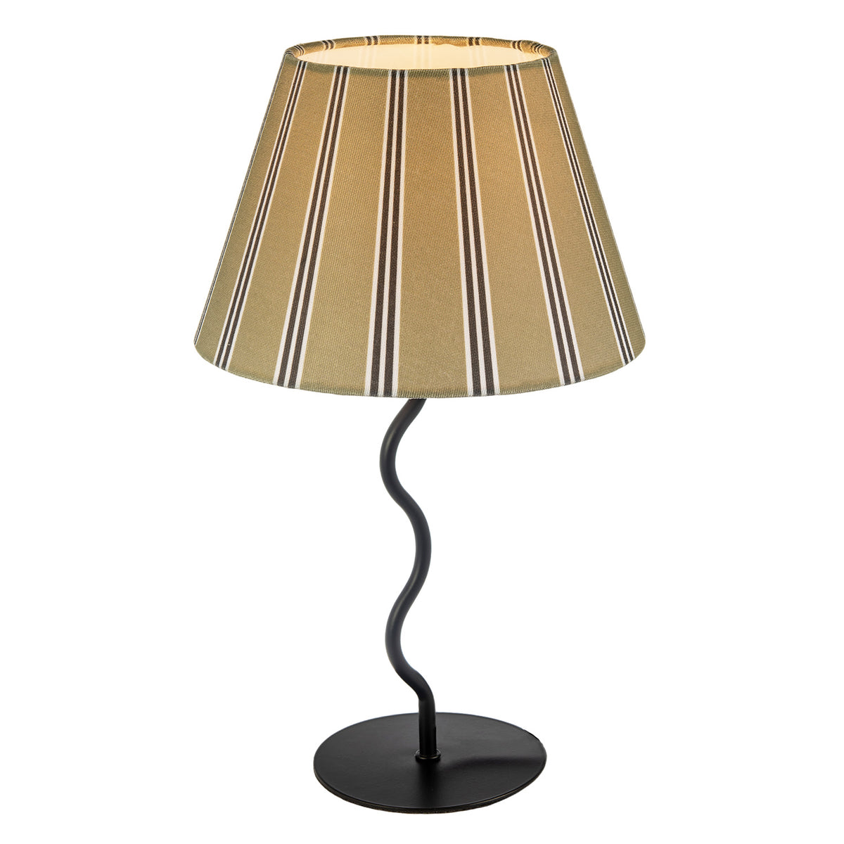 Contemporary Table Lamp with Wavy Black Stem and Olive Green Shade Image 4