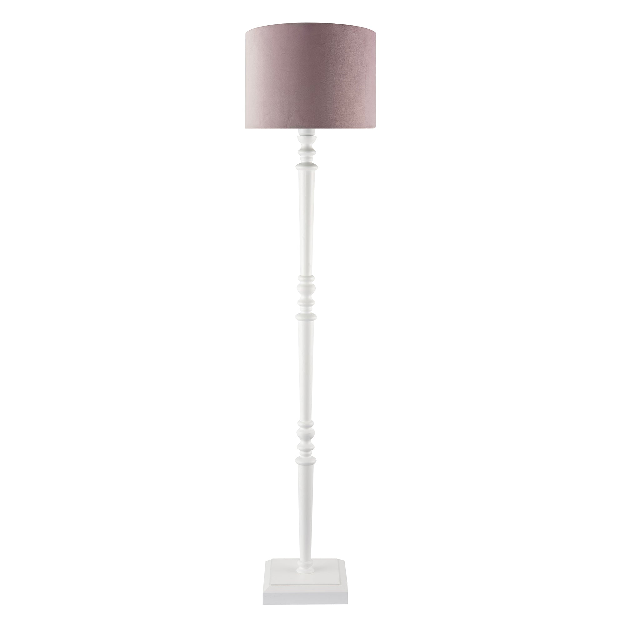 Chic White Wood Standing Floor Lamp with Square Base and Foot Switch Image 3
