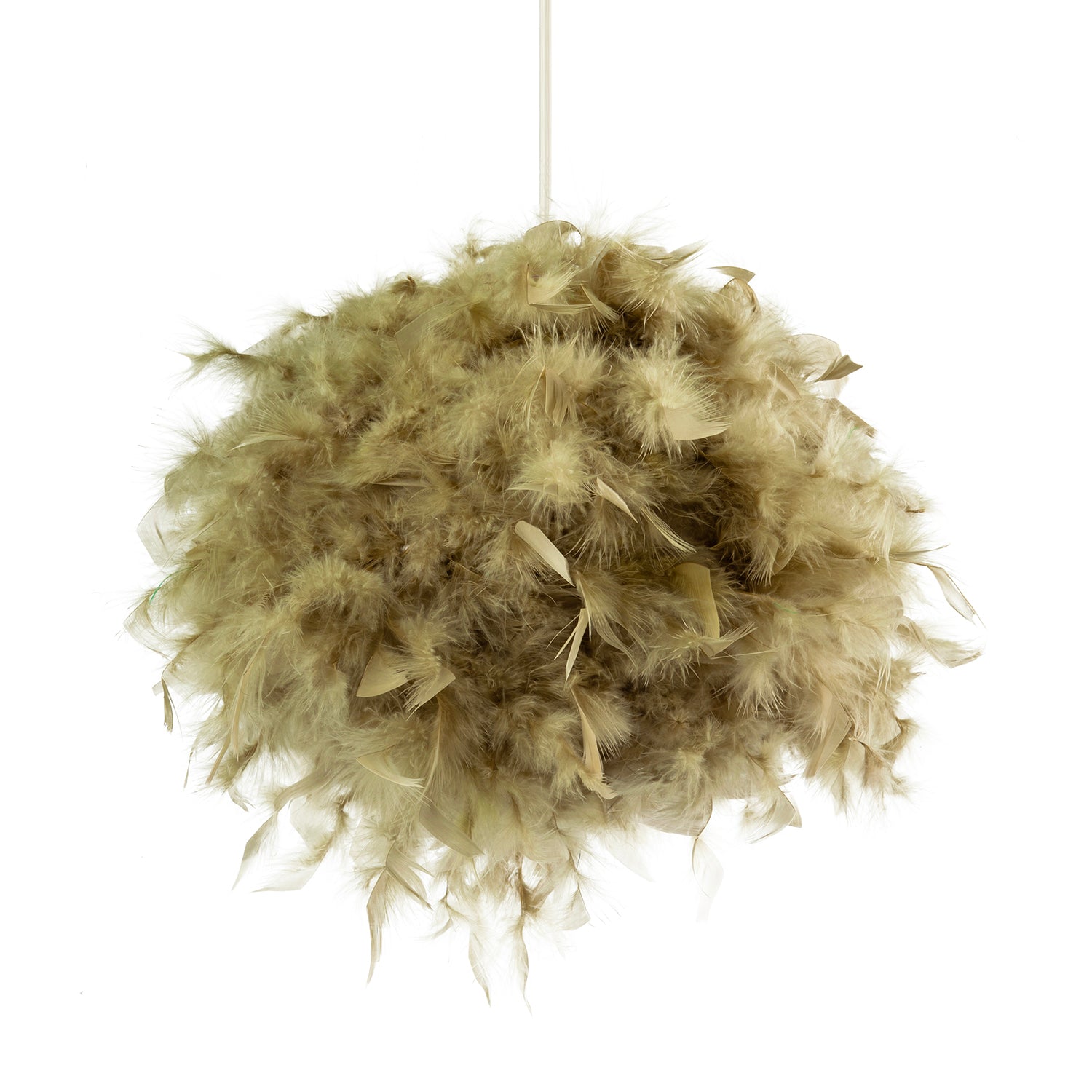 Eye-Catching and Modern Olive Green Feather Decorated Pendant Shade Image 4