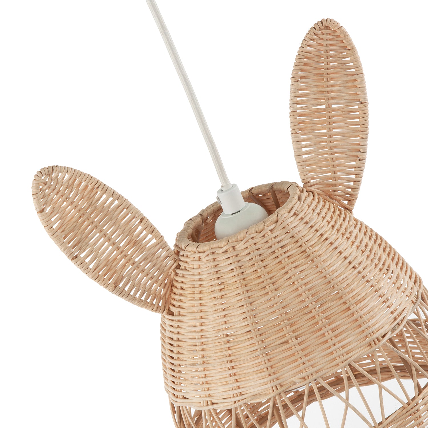 Natural Woven Rattan Childrens Pendant Lighting Shade with Bunny Ears Image 5