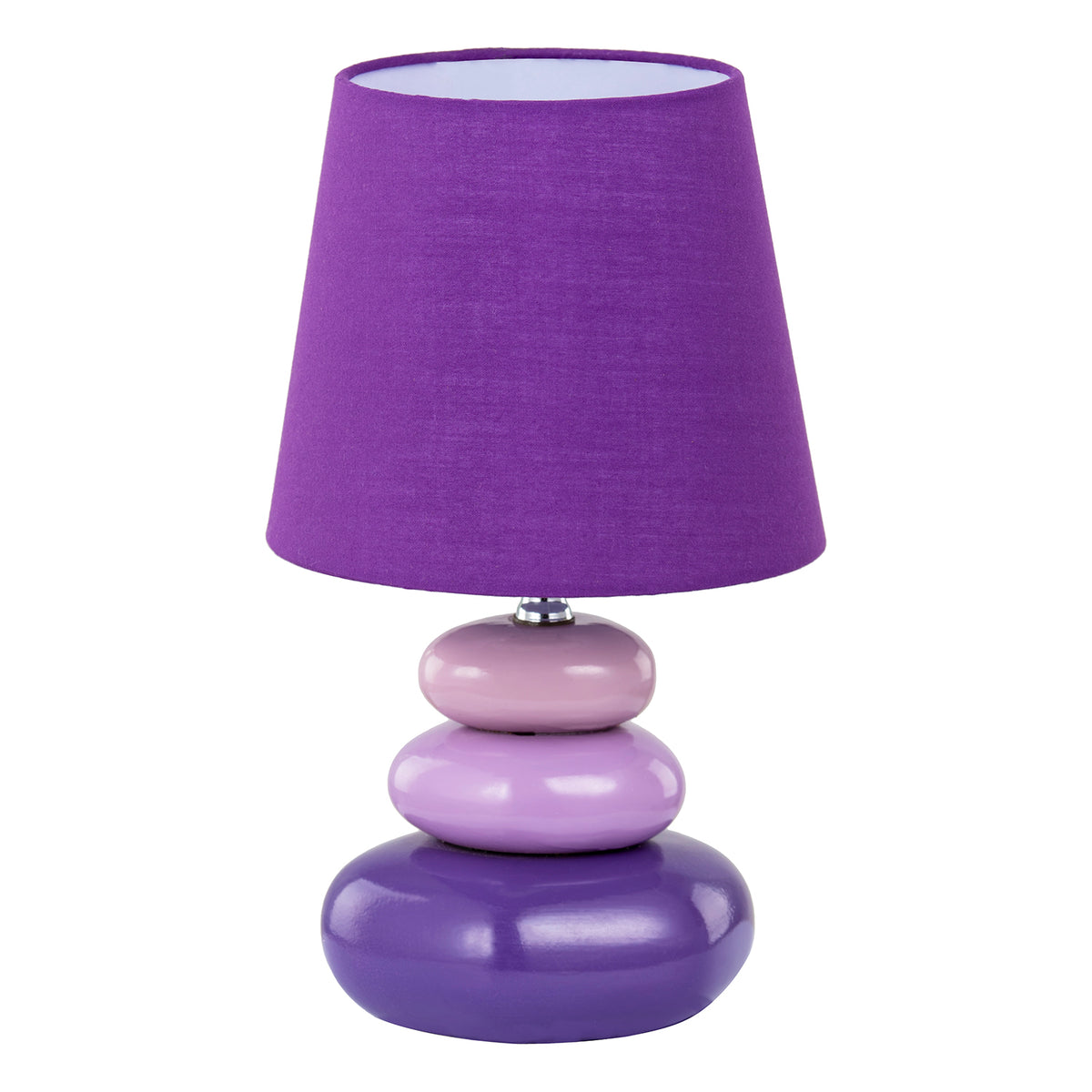 Chic Ceramic Pebble Table Lamp with Lilac Purple and Lavender Colours Image 1
