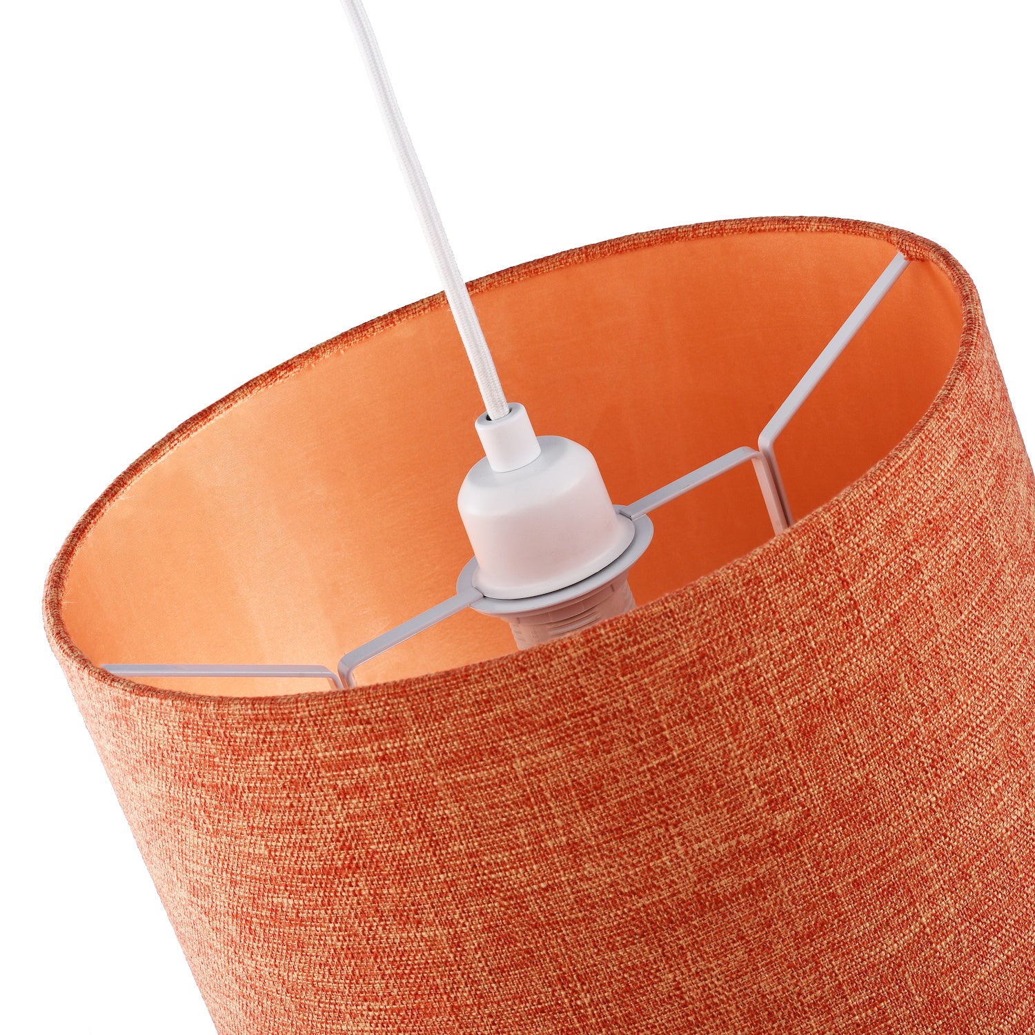 Contemporary and Sleek Orange Natural Linen Fabric Drum Lamp Shade 60w Max Image 4