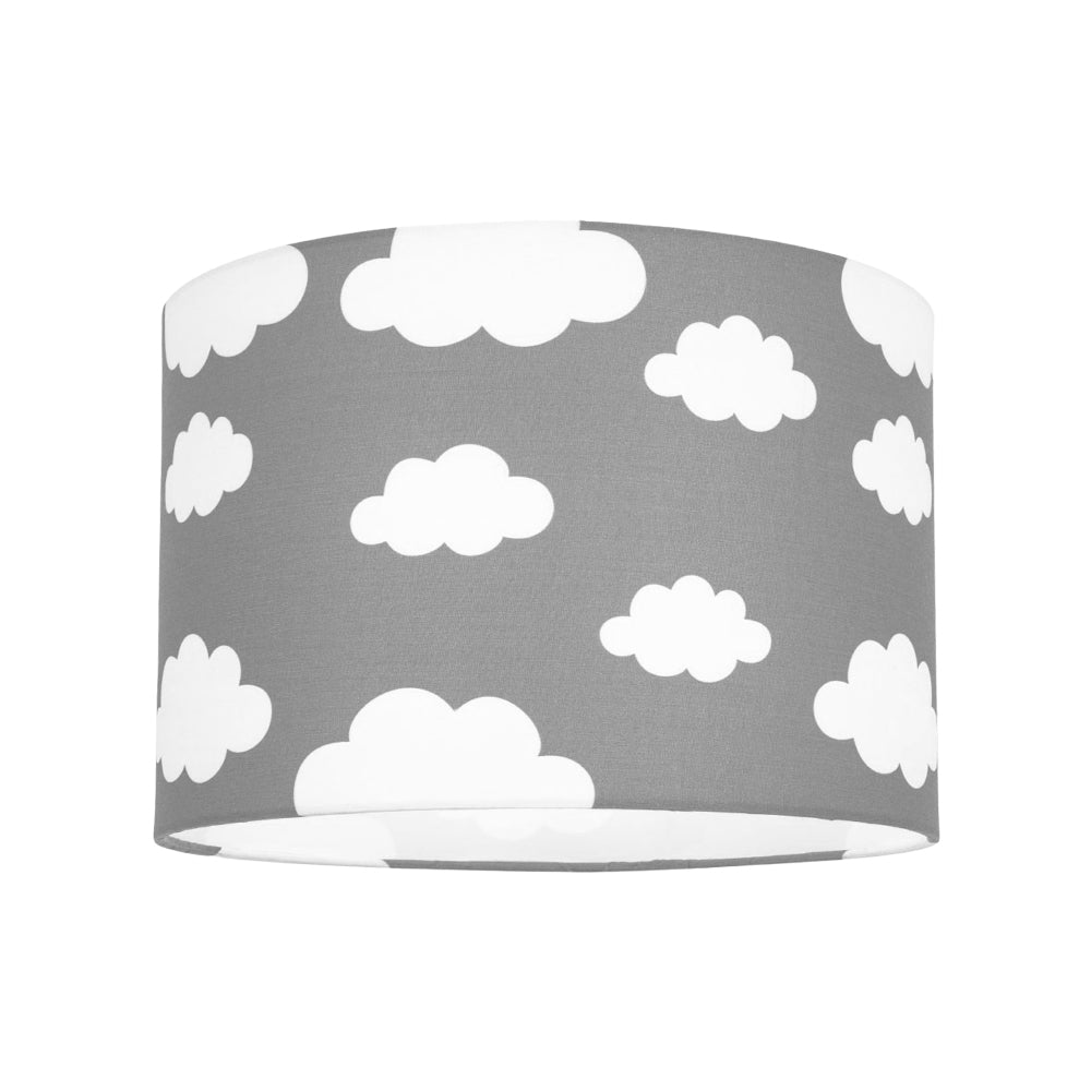 White Clouds Children's/Kids Grey Cotton Fabric Bedroom Lamp or Pendant Shade Image 1