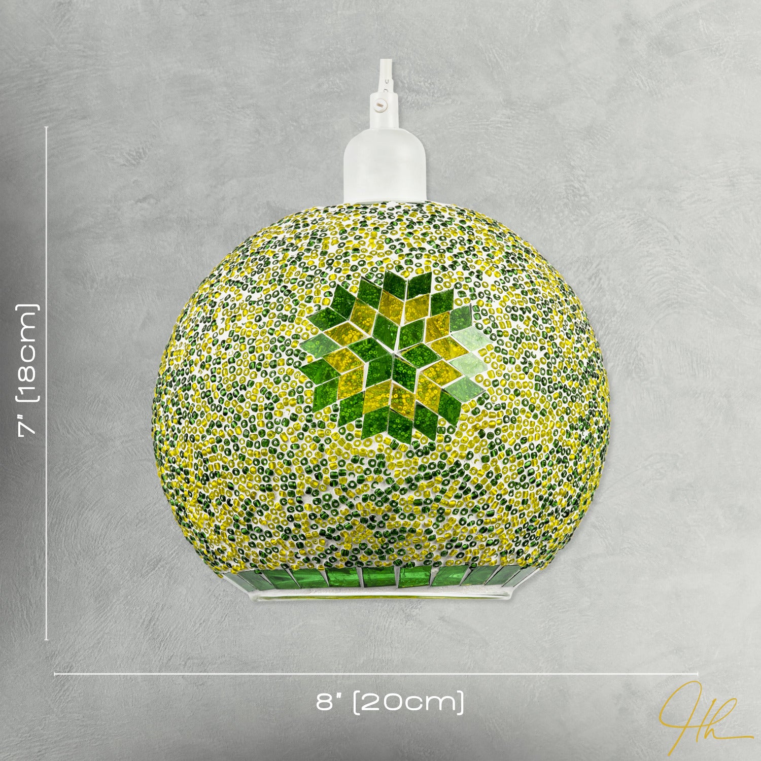 Green and Yellow Mosaic Glass Artisanal Pendant Ceiling Light Shade Image 7