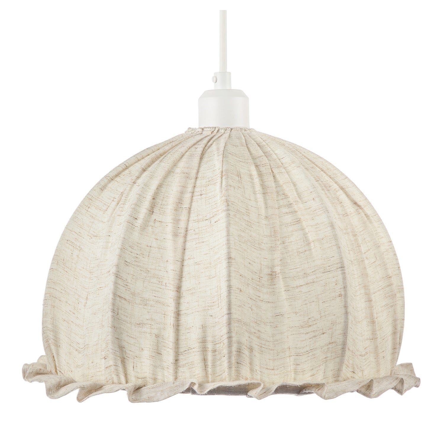 Linen Fabric Covered Ruffled Dome Shaped Ceiling Pendant Light Shade Image 4