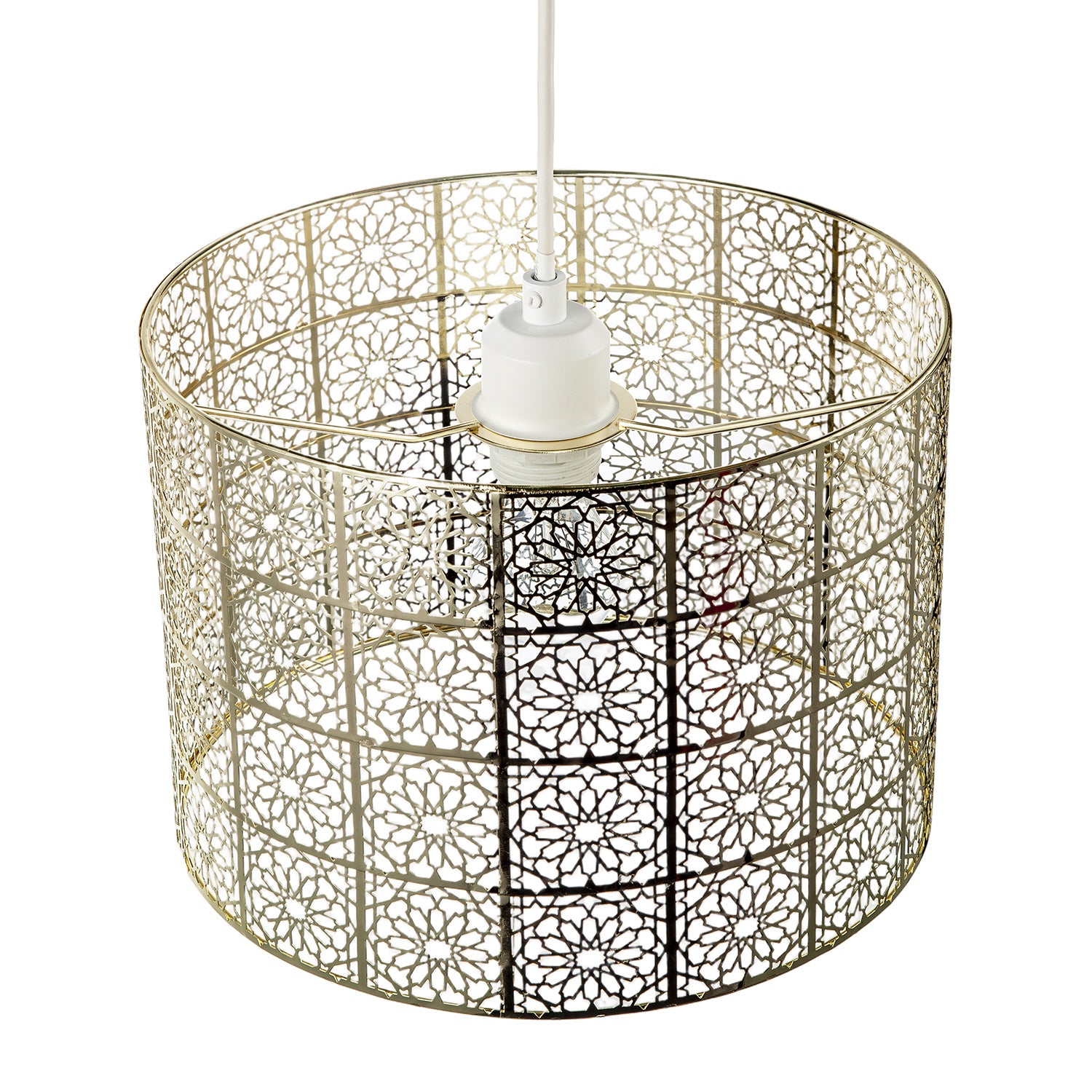 Moroccan Inspired Ceiling Pendant Light Shade in Plated Gold Finish Image 3