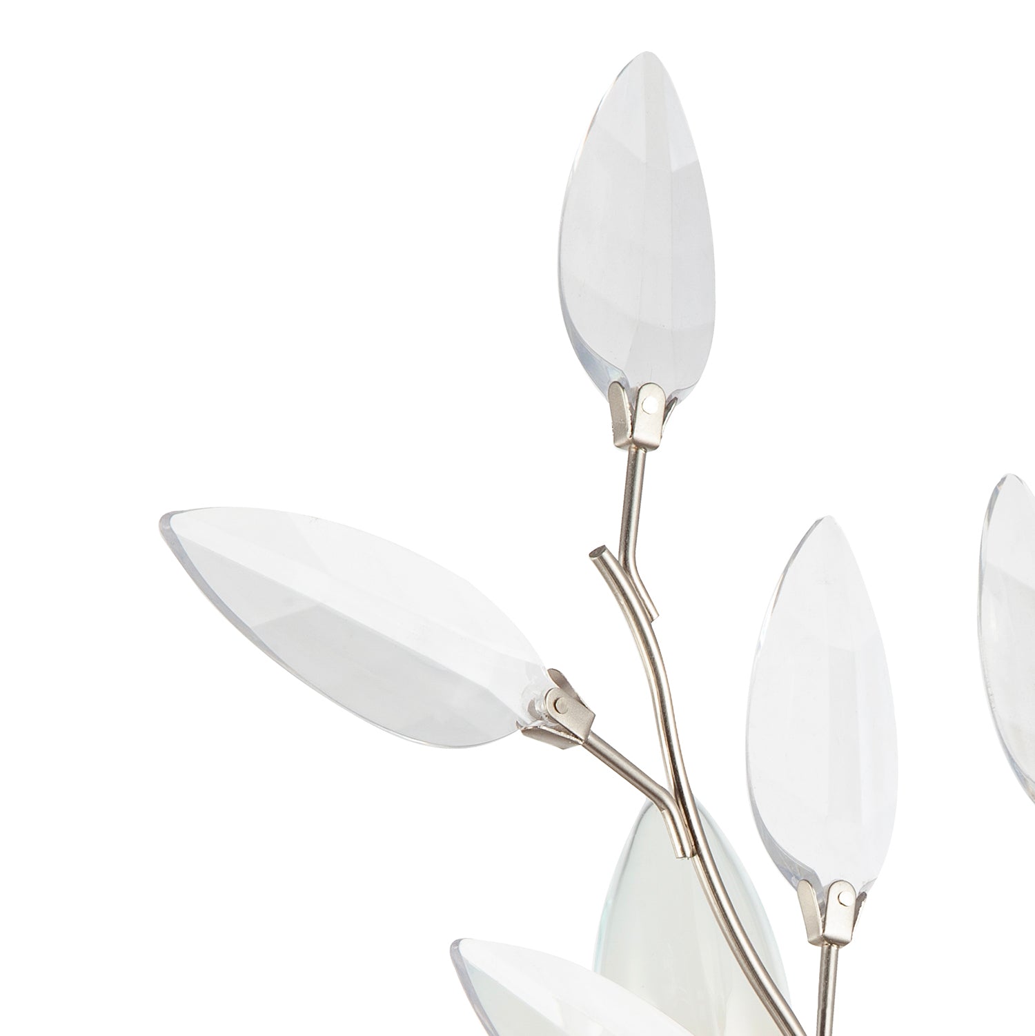 Modern Birch Satin Nickel Plated Wall Light Fixture with Clear Acrylic Leaves Image 5