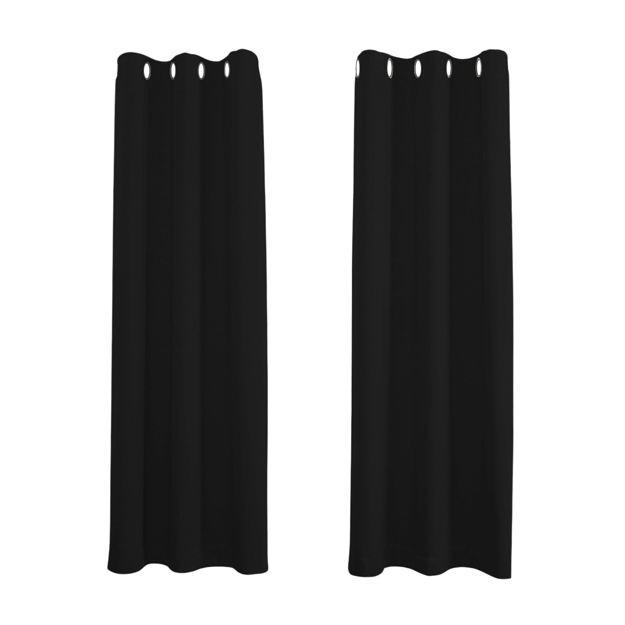 Black Eyelet Total Blackout Thermal Curtains  - 66 x 84 Inch Drop - 2 Panel Image 1