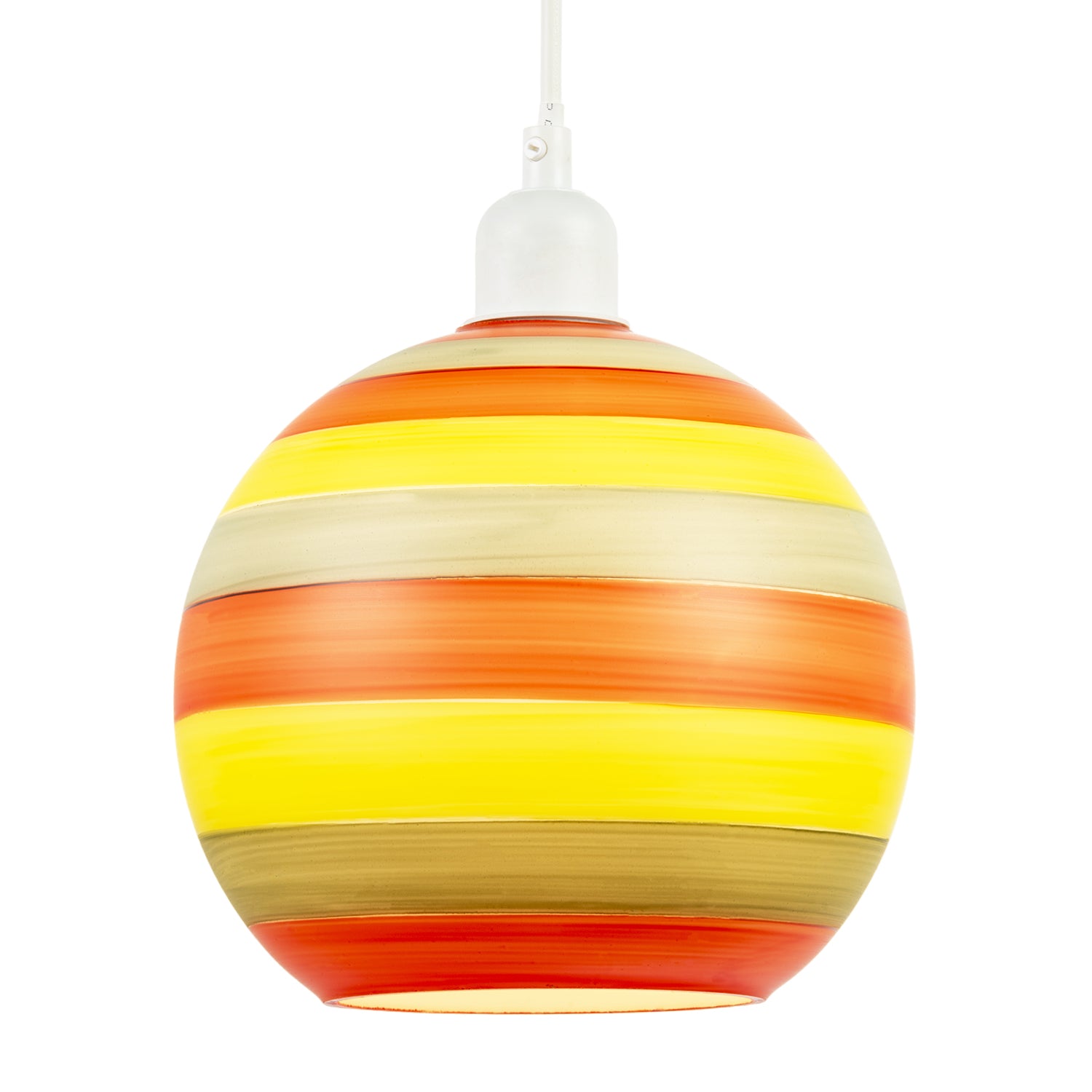 Multicolour Striped Glass Globe Pendant Shade with Retro Character Image 2