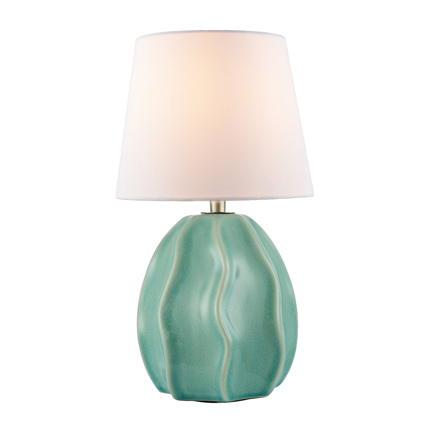 Duck Egg Gloss Ripple Ceramic Table Lamp Base with Crackle Design Image 4