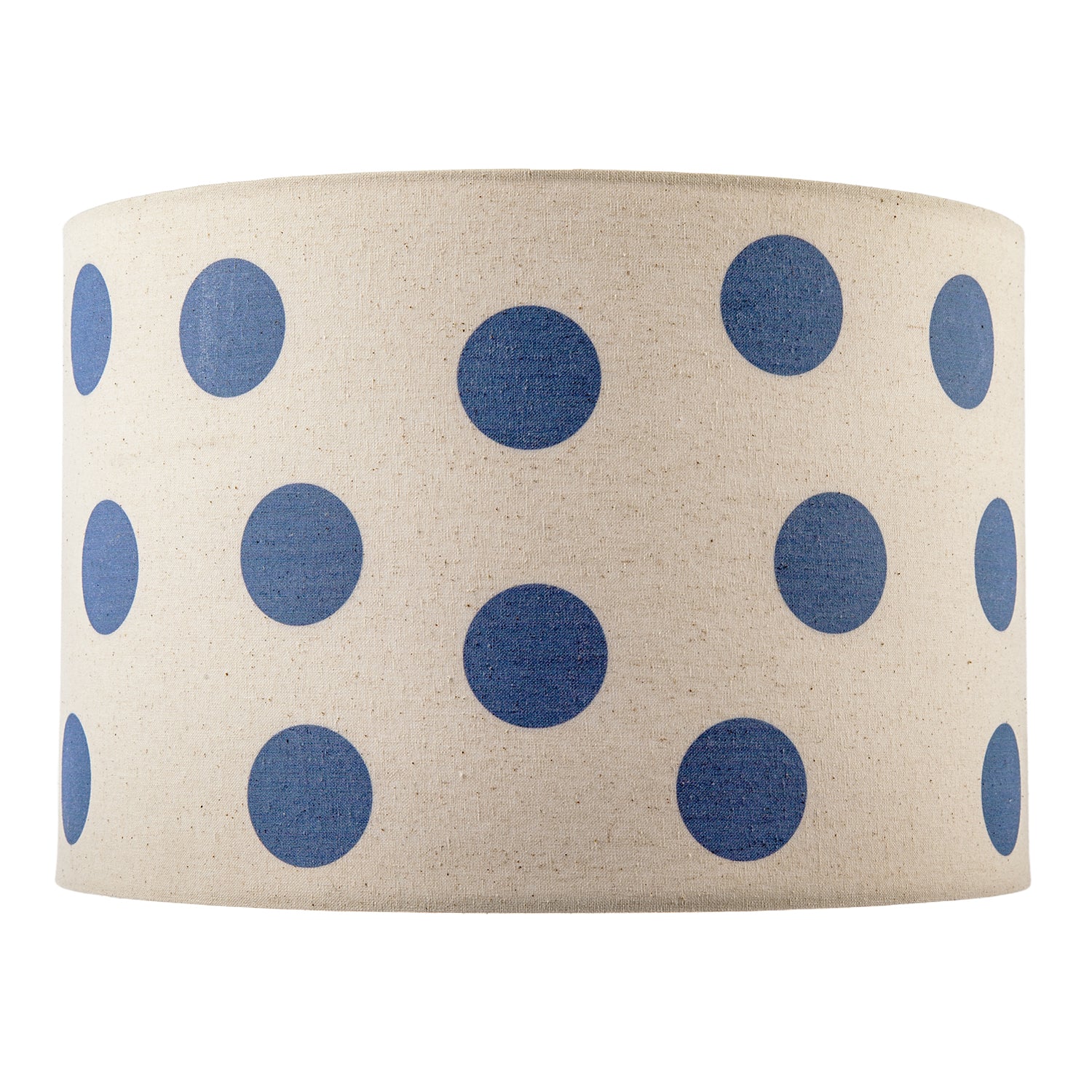 Modern Dusty Amparo Blue Linen Fabric Polka Dot Design Drum Lamp Shade Image 3