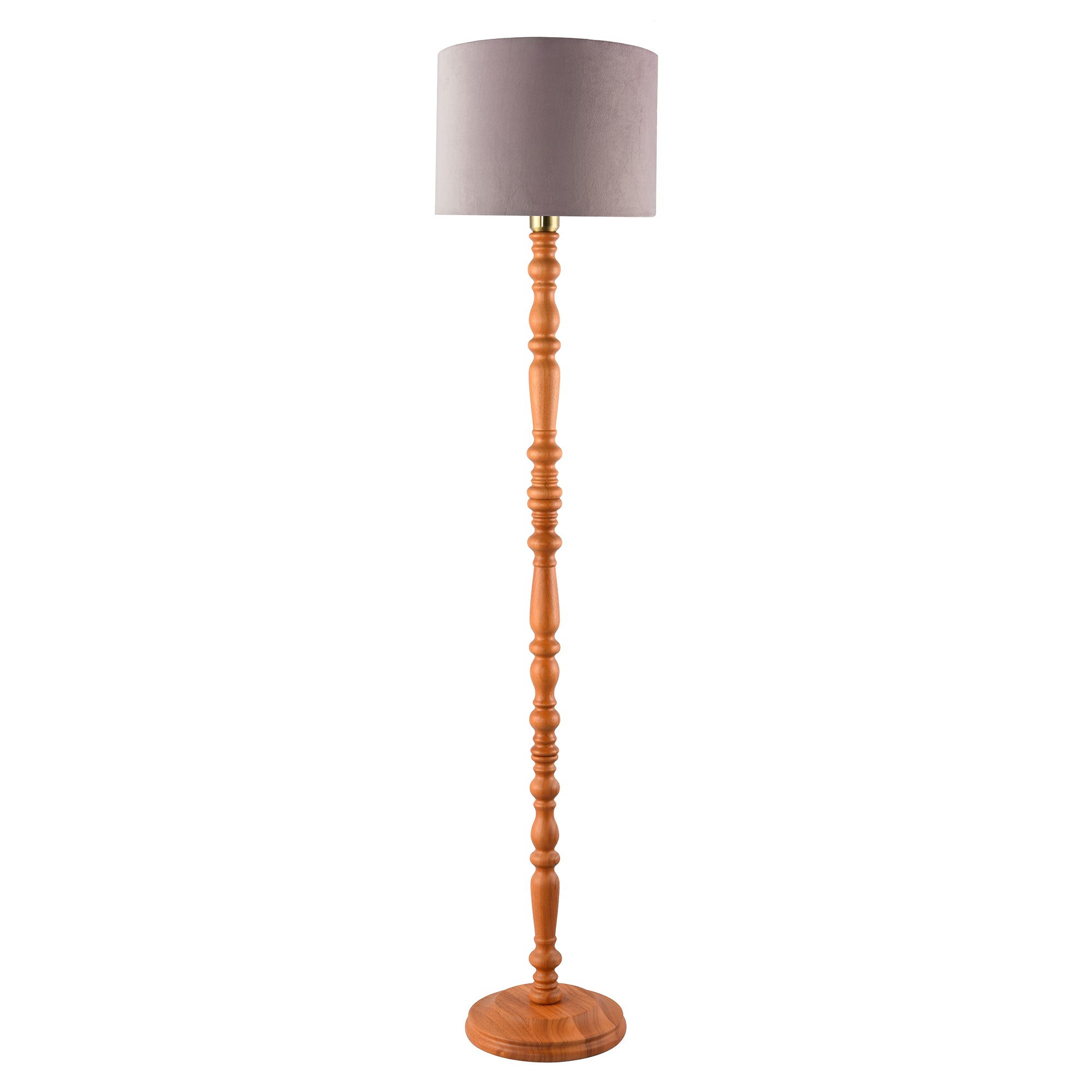 Classic Oak Wooden Standing Floor Lamp Base with Intricate Pole Design Image 4