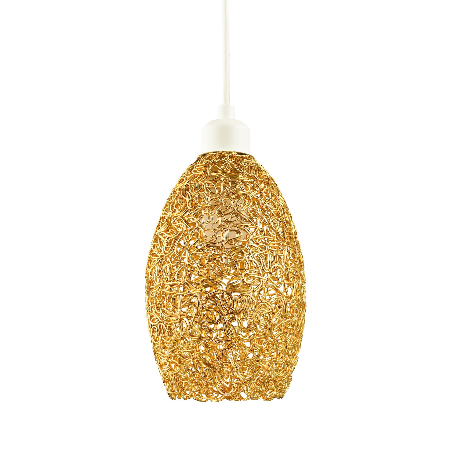 Industrial and Contemporary Twisted Wire Mesh Metal Light Shade in Shiny Gold Image 1