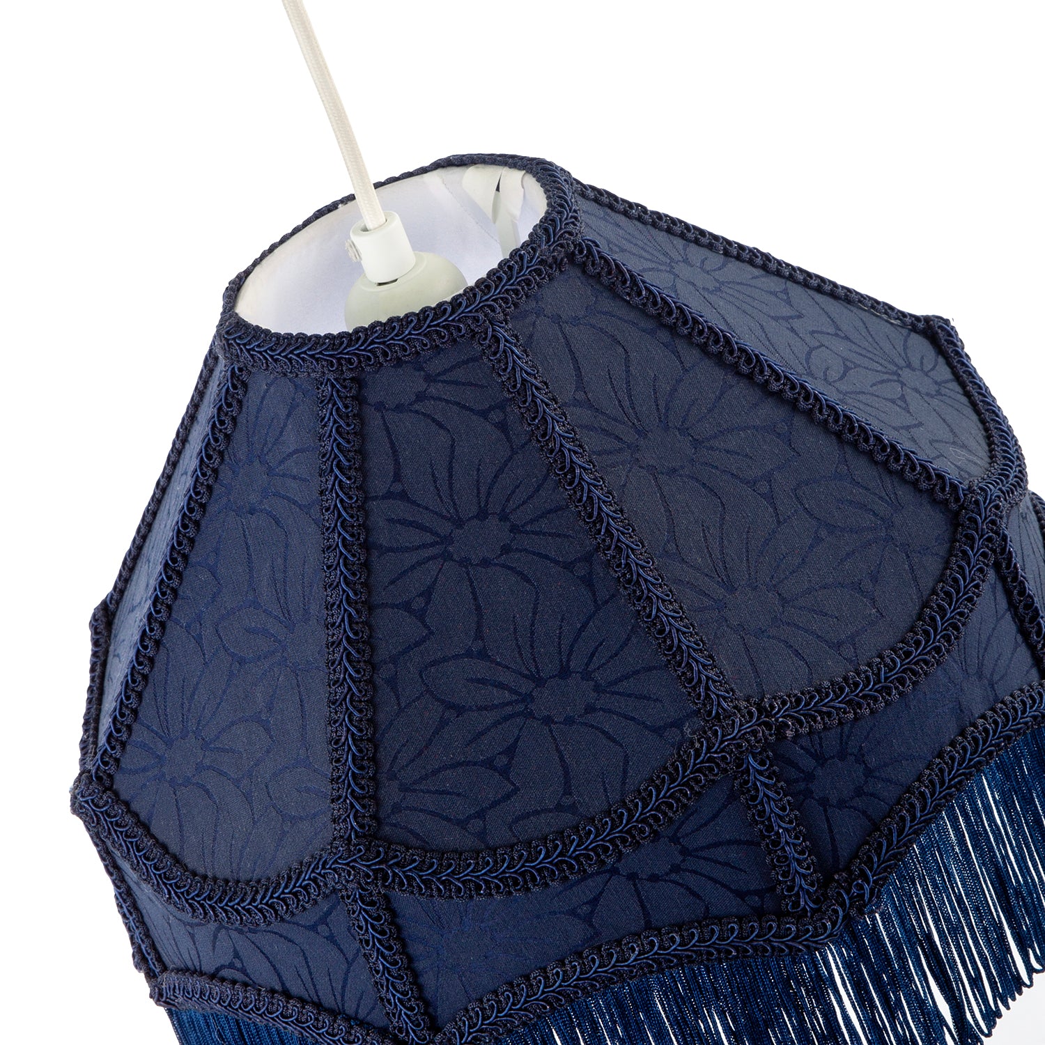 Classic Victorian Style Empire Pendant Shade in Midnight Blue Fabric Image 3