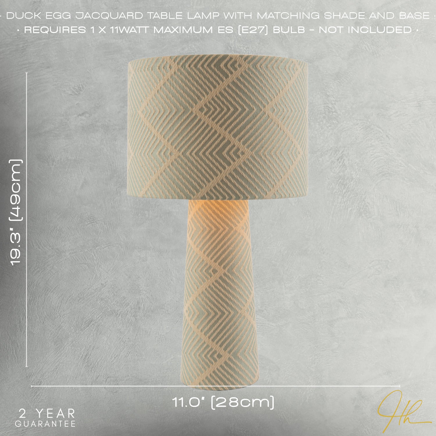 Duck Egg and Cream Jacquard Zig Zag Lamp with Fabric Shade and Base Image 7