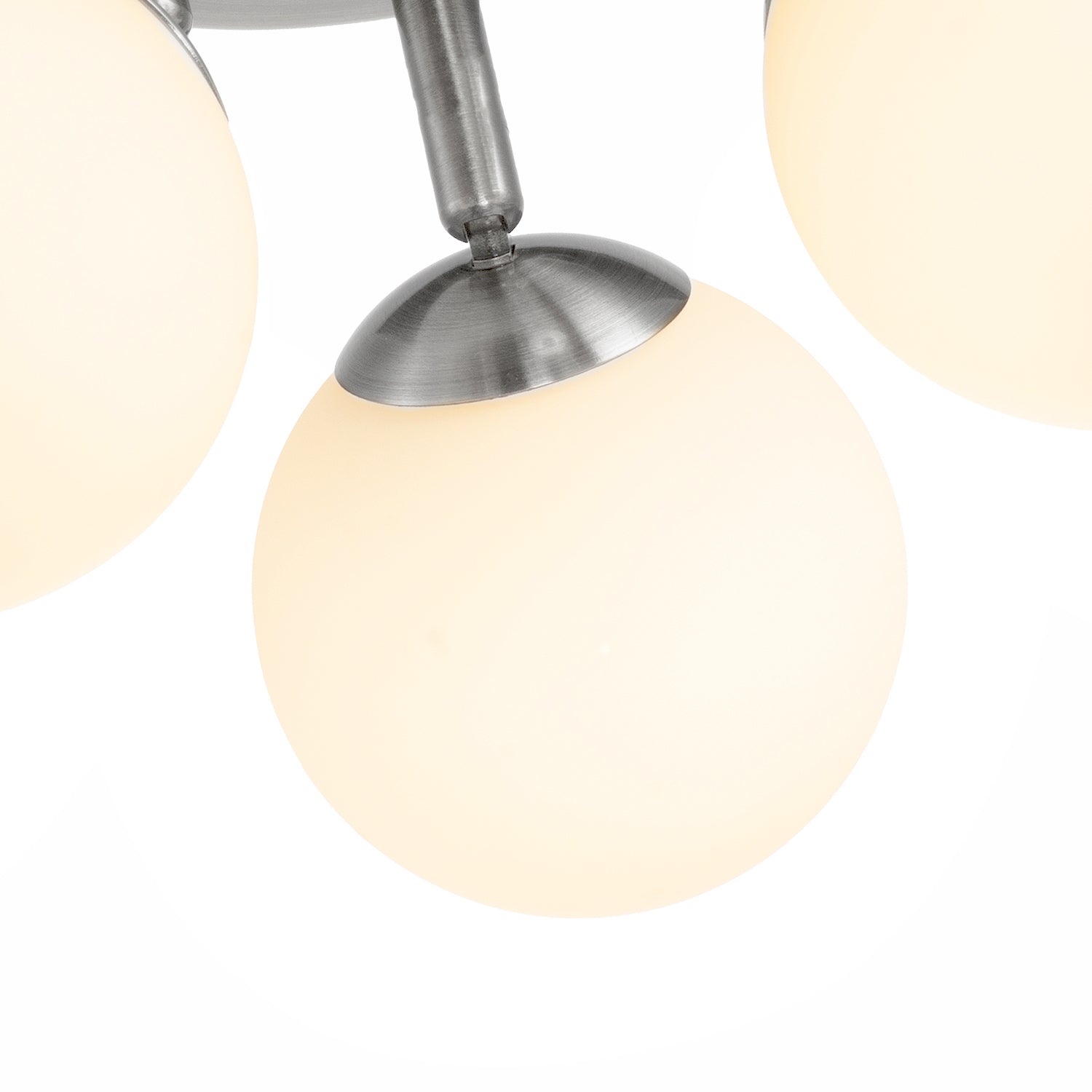 Modern Triple Opal Glass Globe IP44 Rated Bathroom Brushed Chrome Ceiling Light Image 4