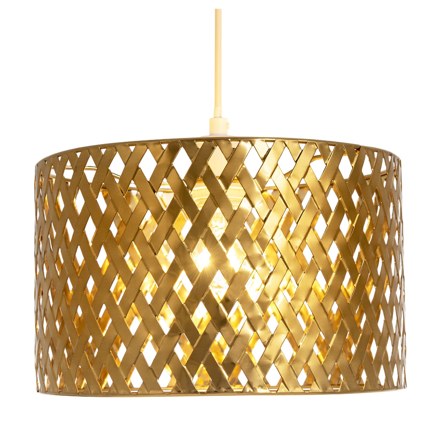 Modern Unique Pendant Light Shade in Metallic Gold with Lattice Design Image 8