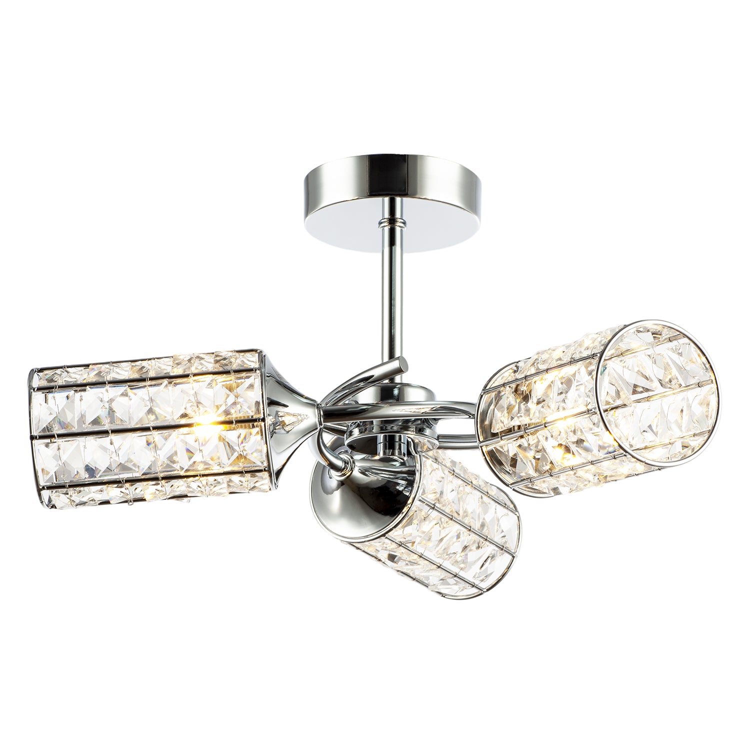 Modern Chrome Ceiling Light with Cylindrical Acrylic Beaded Shades Image 4