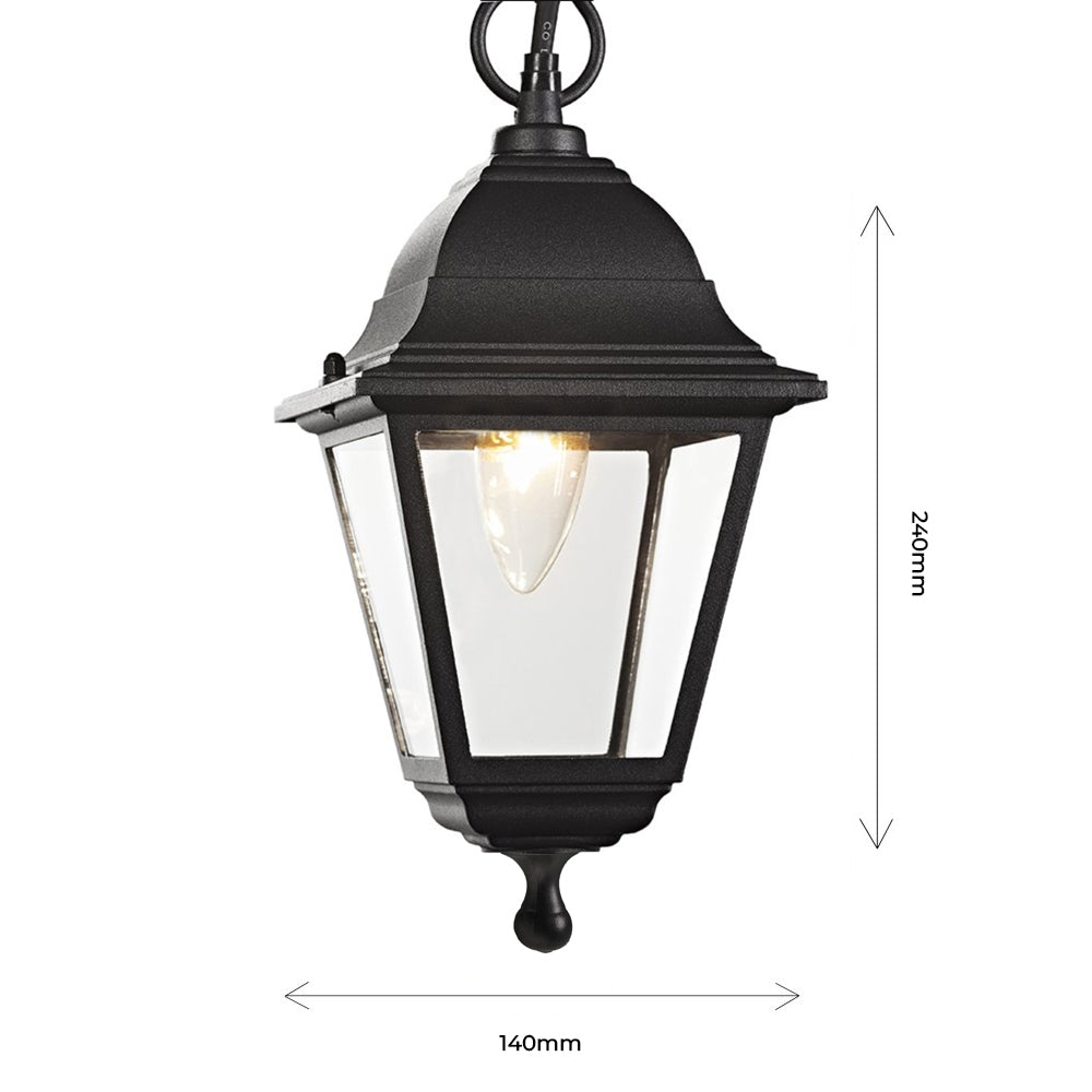 Matt Black Cast Aluminium IP44 Outdoor Hanging Lantern Image 3