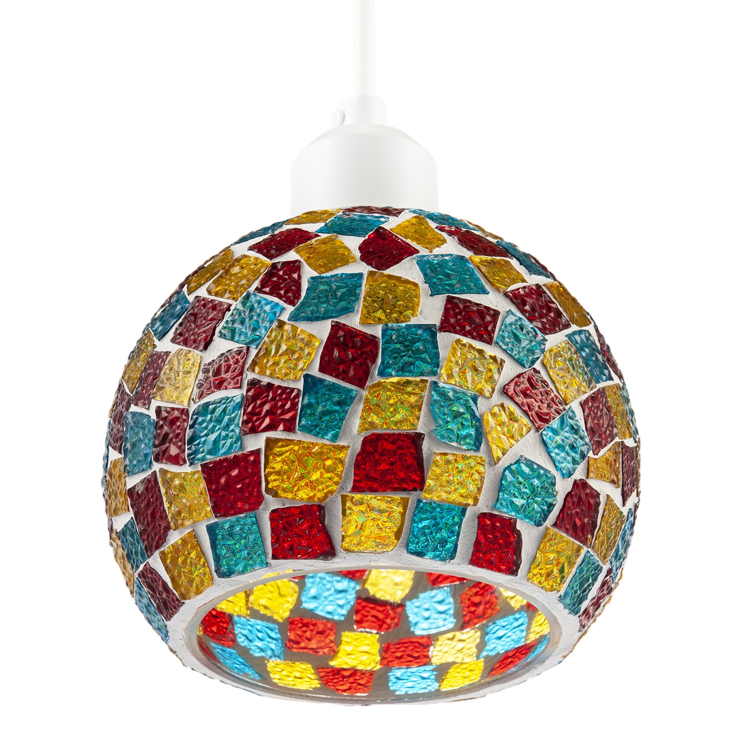 Multi-Colour Geometric Mosaic Dome Pendant Ceiling Lighting Shade Image 5