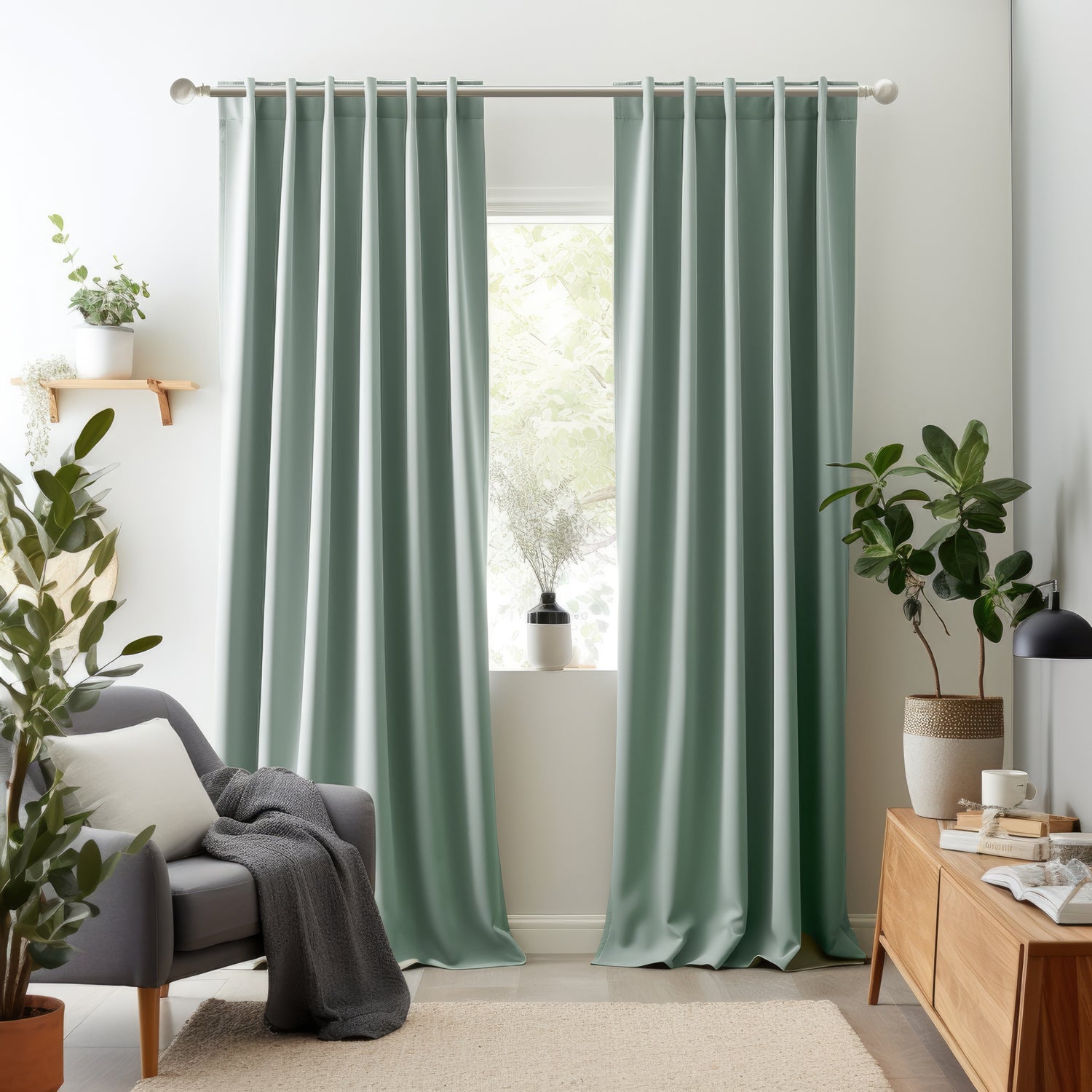 Duck Egg Eyelet Curtains - Thermal Blackout Curtains  - 66" x 84" Drop - 2 Panel Image 5