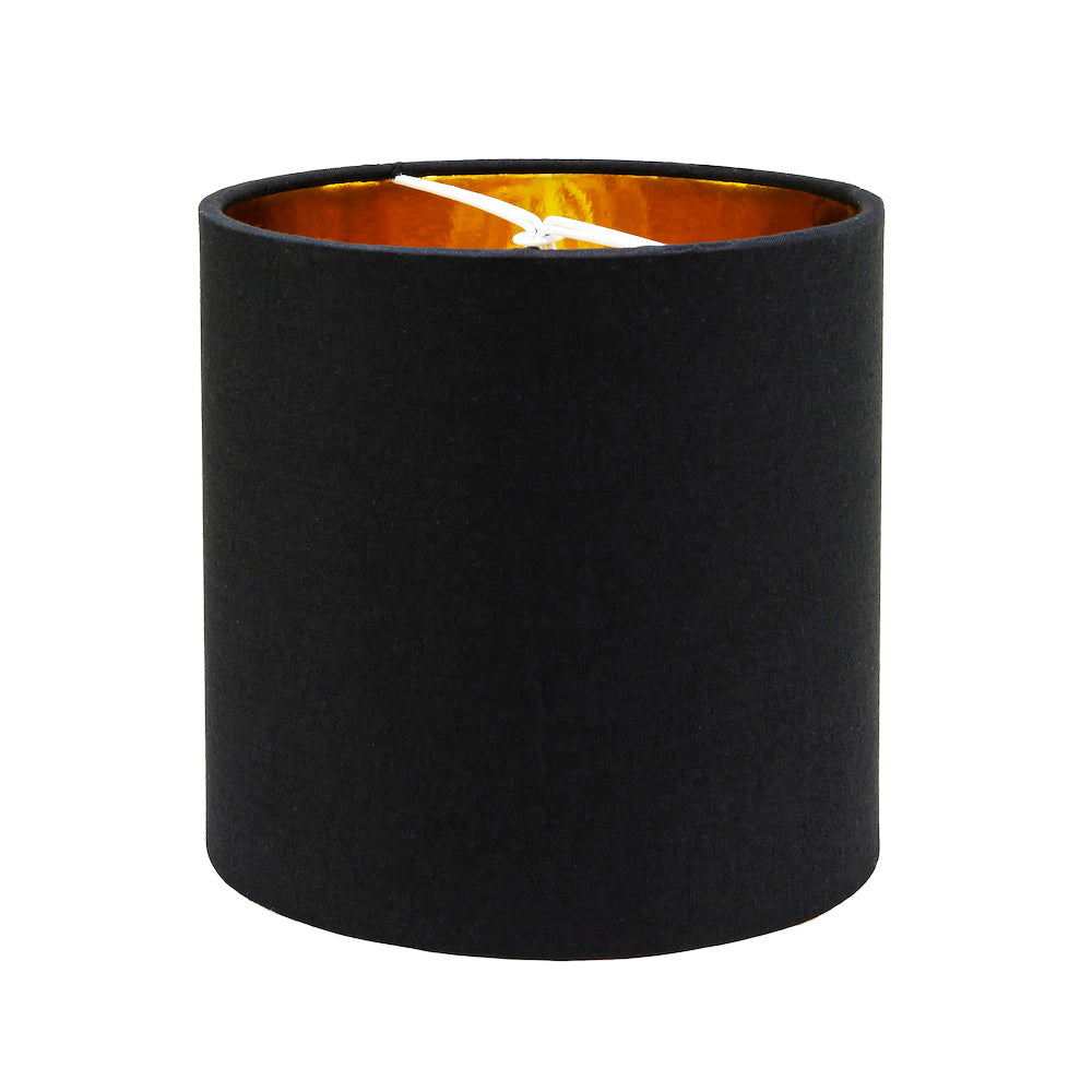 Contemporary Black Cotton 6" Clip-On Candle Lamp Shade with Shiny Golden Inner Image 1