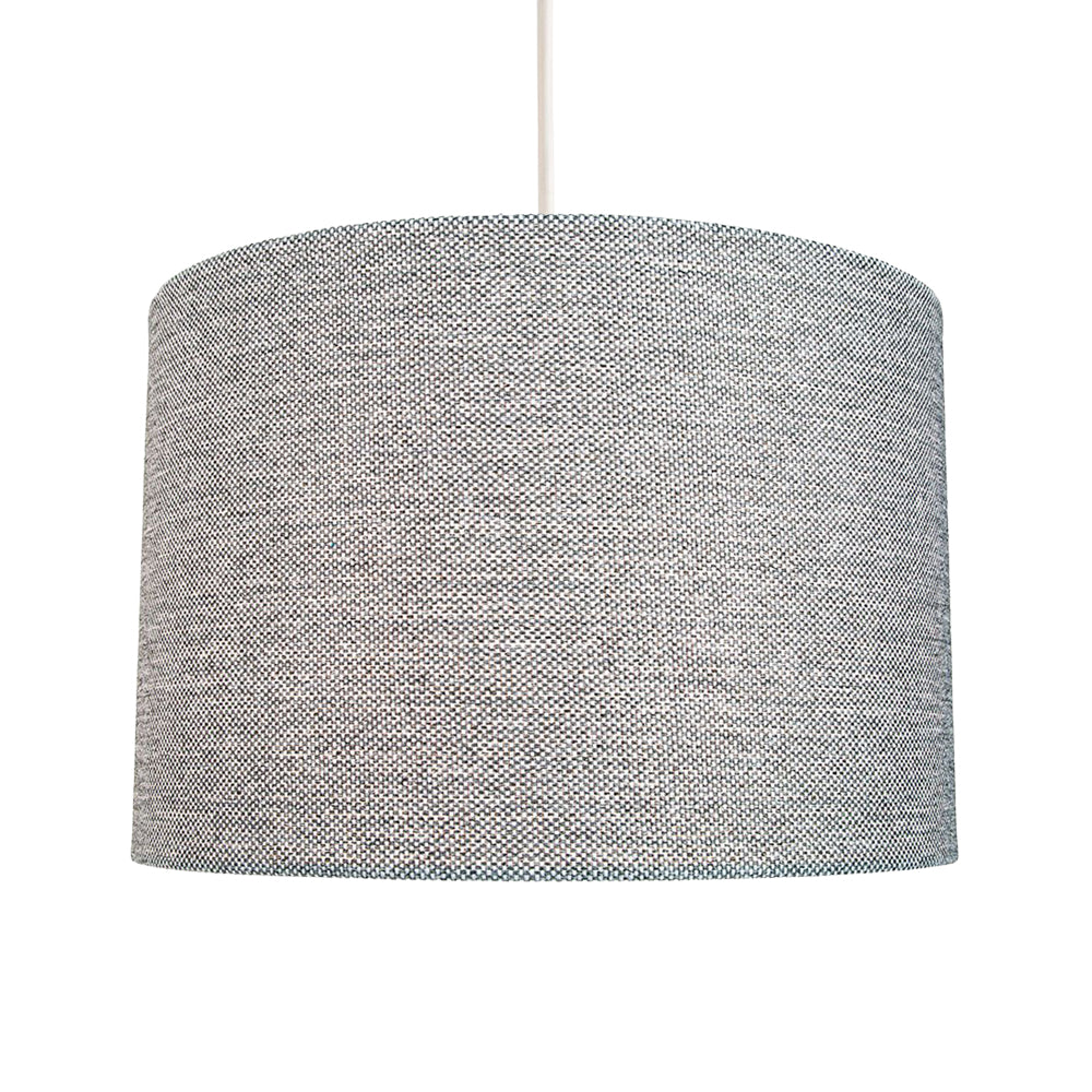 Modern and Sleek 25cm Width Light Grey Linen Fabric Drum Lamp Shade 60w Maximum Image 2