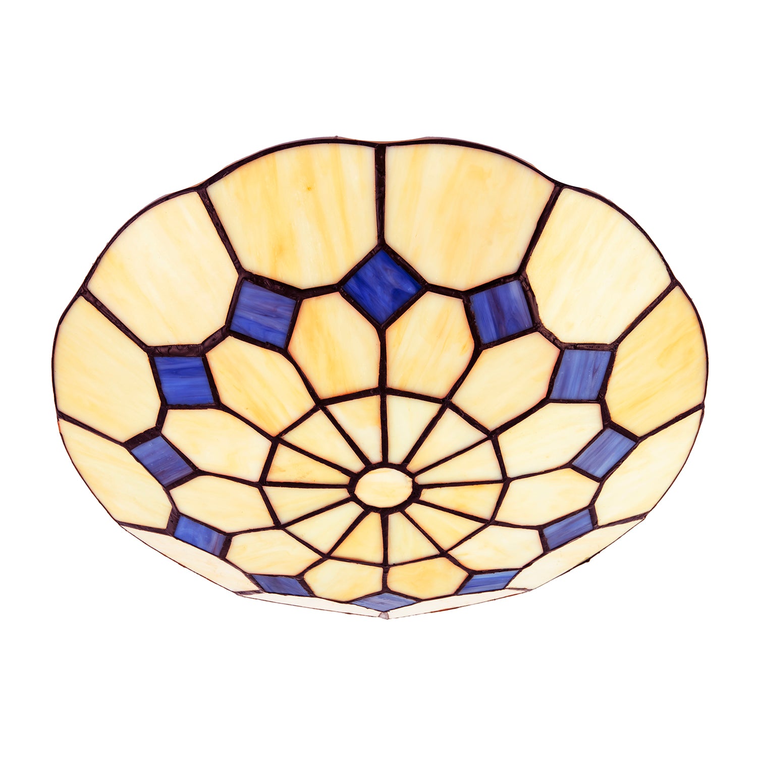 Classic Amber Stained Glass Tiffany Pendant Shade with Purple Diamonds Image 8