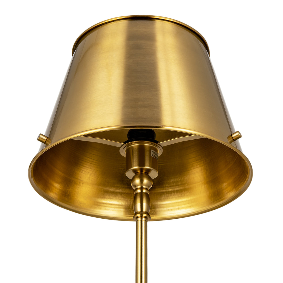 Traditional and Timeless Aged Brass Floor Lamp with Unique Metal Shade Image 3