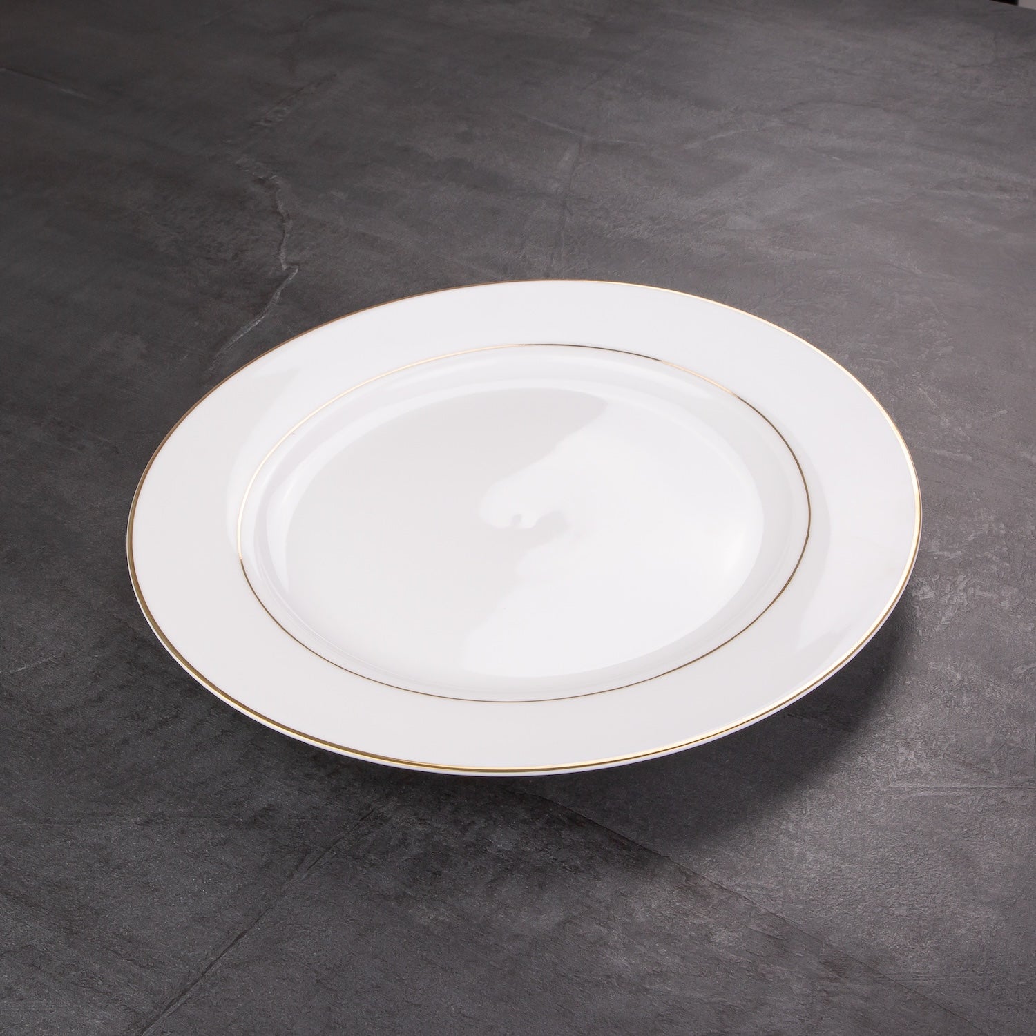 Set of 4 White Ceramic Side Plates with Dual Shiny Gold Rims - Durable & Elegant Image 6