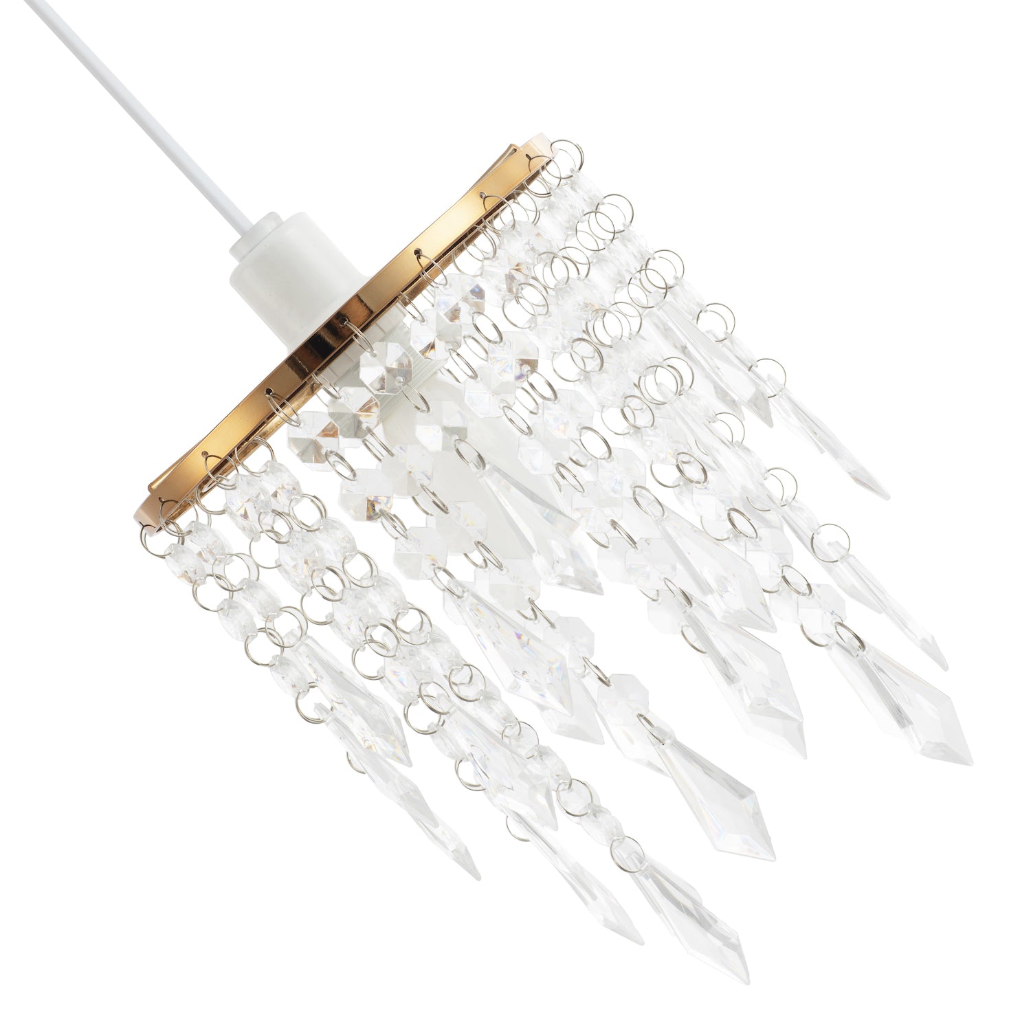 Modern Waterfall Design Gold Pendant Shade with Clear Acrylic Droplets and Beads Image 4