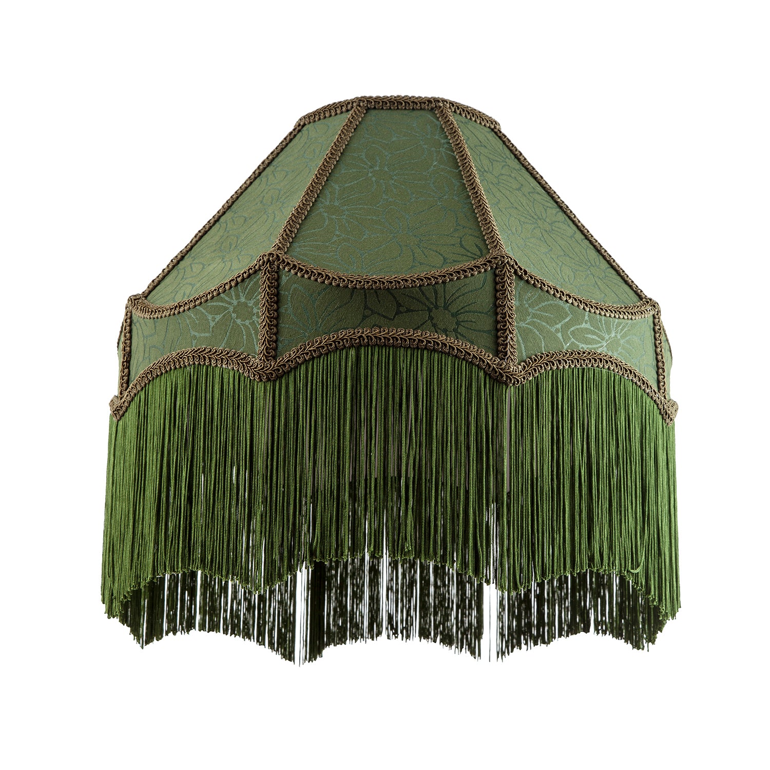 Classic Forest Green Floral Jacquard Victorian Empire Pendant Shade Image 2