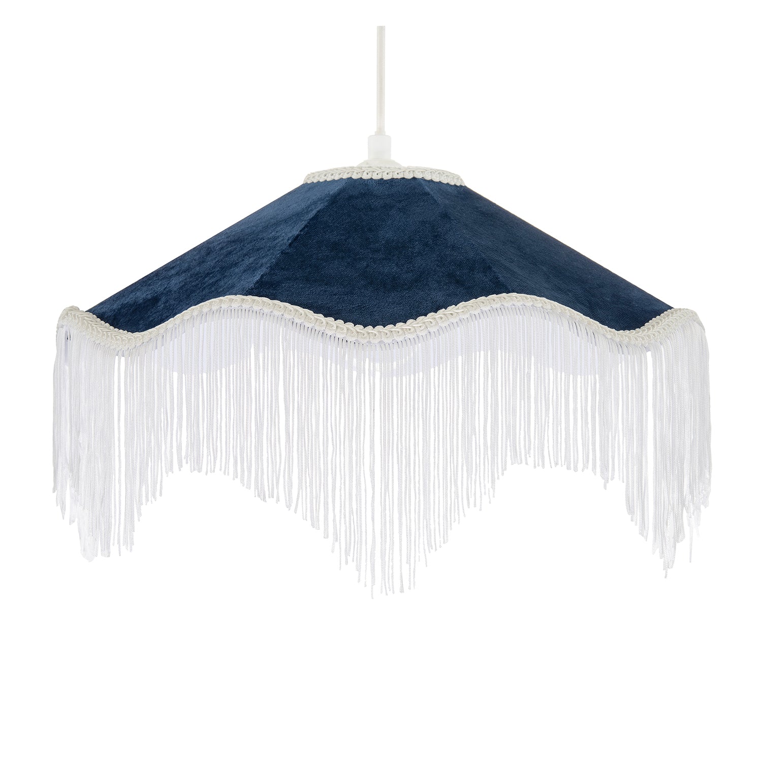 Ornate Victorian Shape Pendant Light Shade in Midnight Blue Velvet Image 2