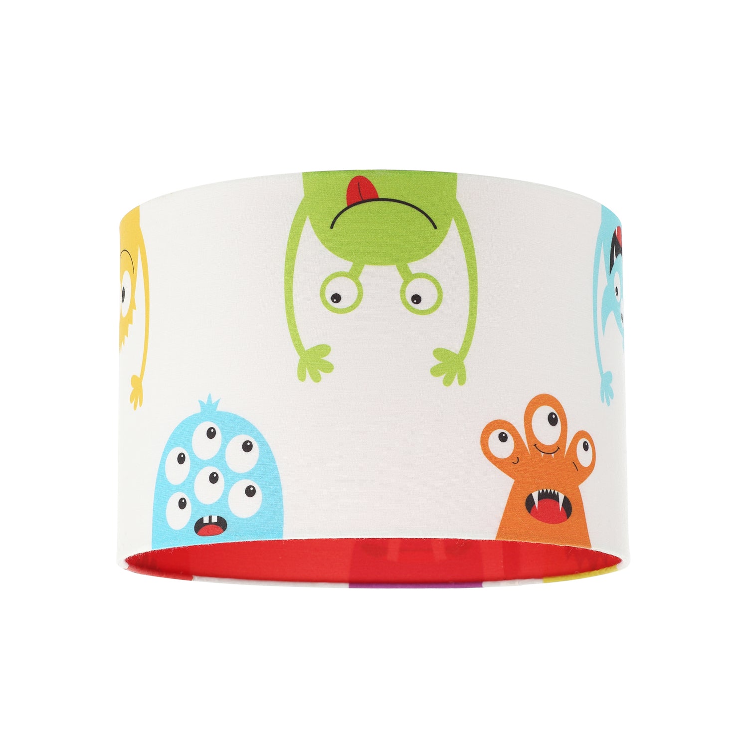 Funny Monsters Children's Lamp Shade with Red Inner and Multi Colour Monsters Image 1