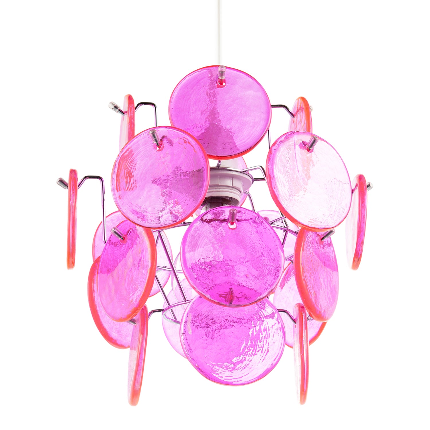 Modern Pendant Ceiling Light Shade with Layered Hot Pink Glass Discs Image 5