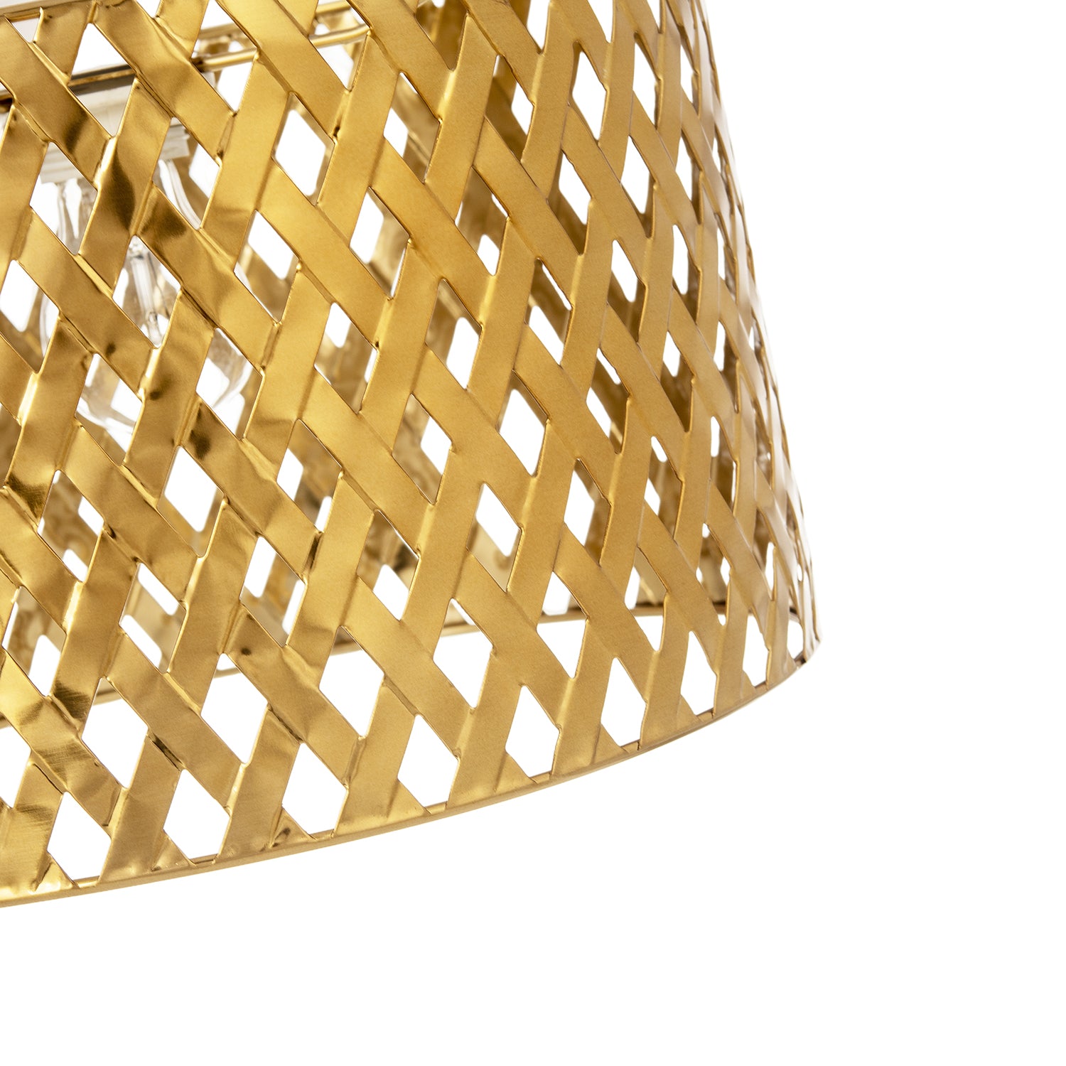 Modern Unique Pendant Light Shade in Metallic Gold with Lattice Design Image 4
