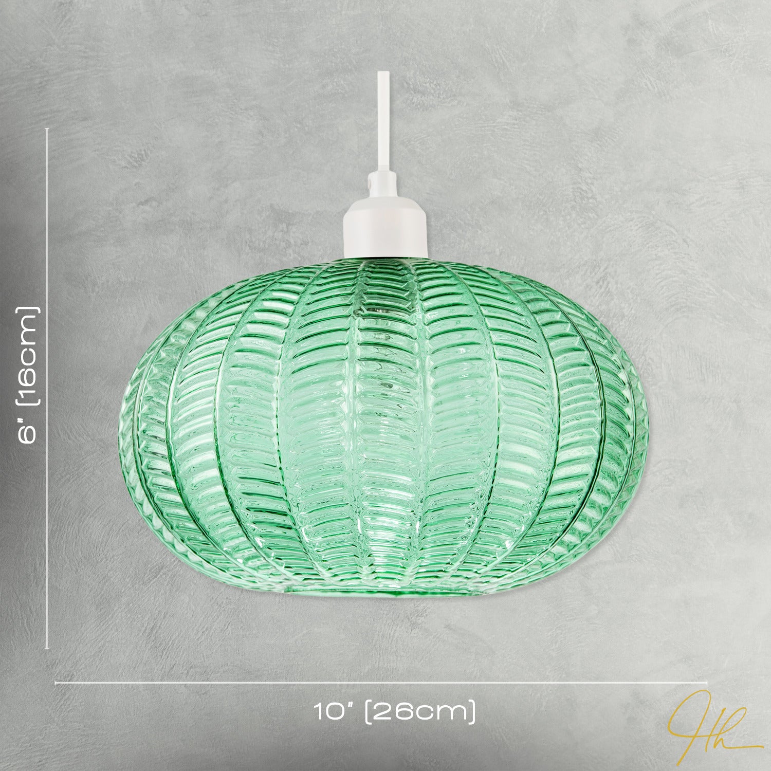 Emerald Green Glass Globe Pendant Light Shade with 3D Vertical Ribbing Image 7