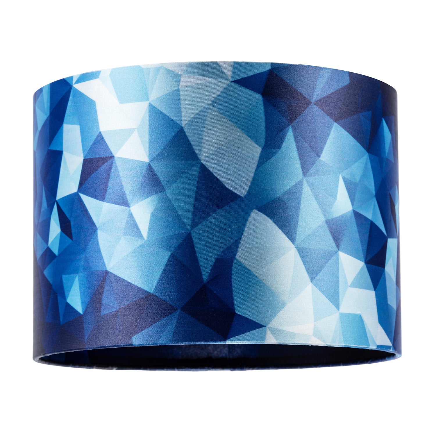 Designer Geometric Satin Fabric Round Lamp Shade with Tones of Blue Image 1