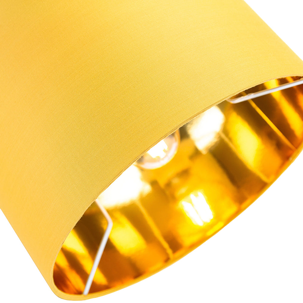 Contemporary Ochre Cotton 12" Table/Pendant Lamp Shade with Shiny Gold Inner Image 2