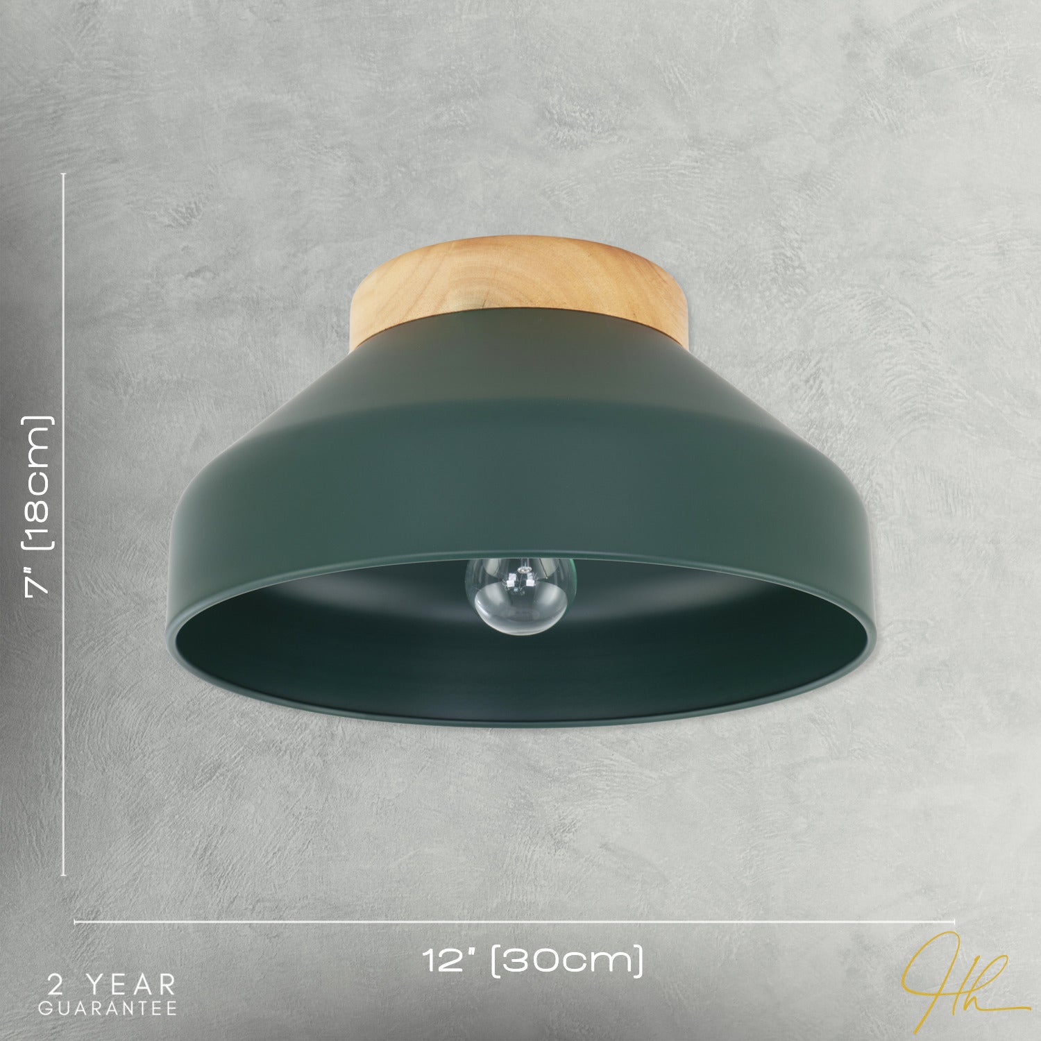 Chic Scandinavian Designed Semi Flush Ceiling Light in Forest Green Image 7