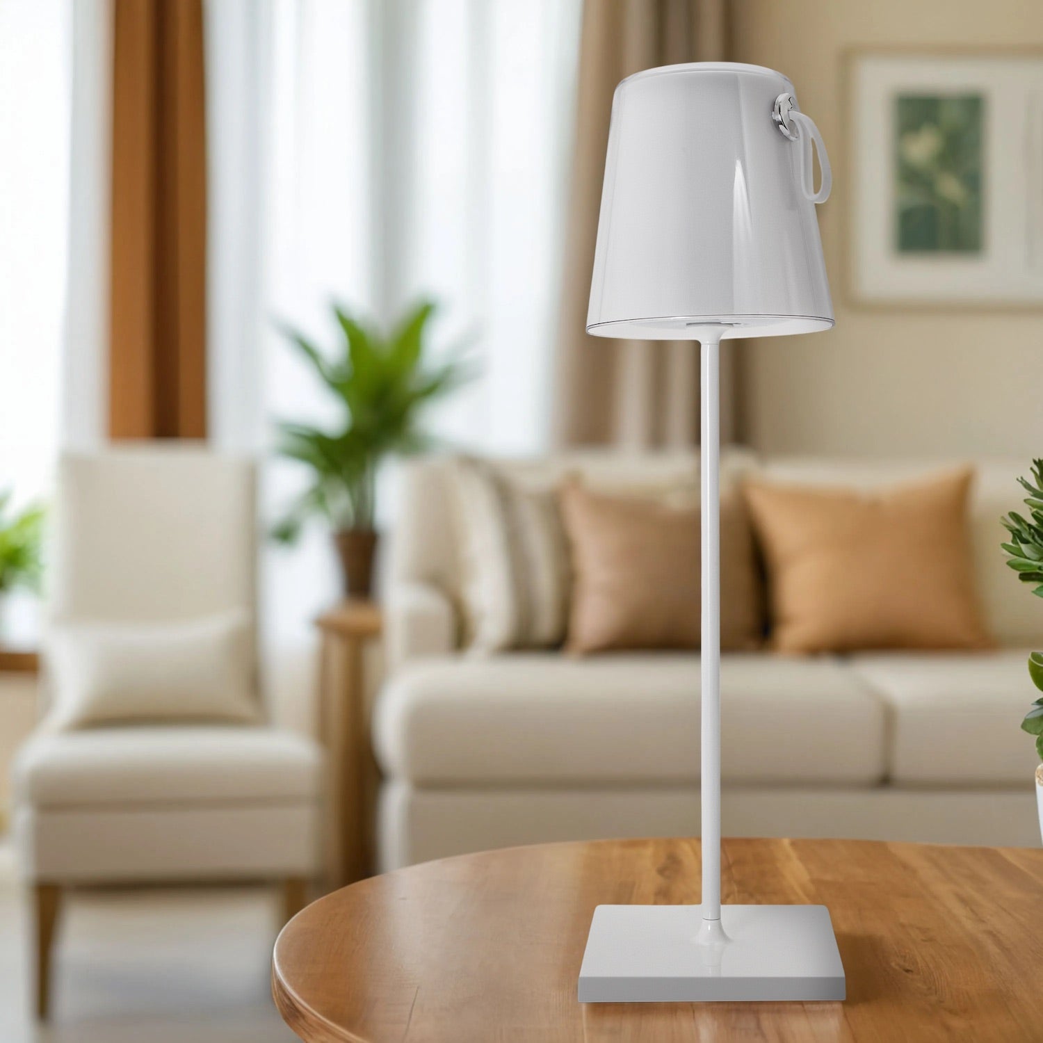 Tall Modern White LED Colour Changing Rechargeable Touch Table Lamp Image 6